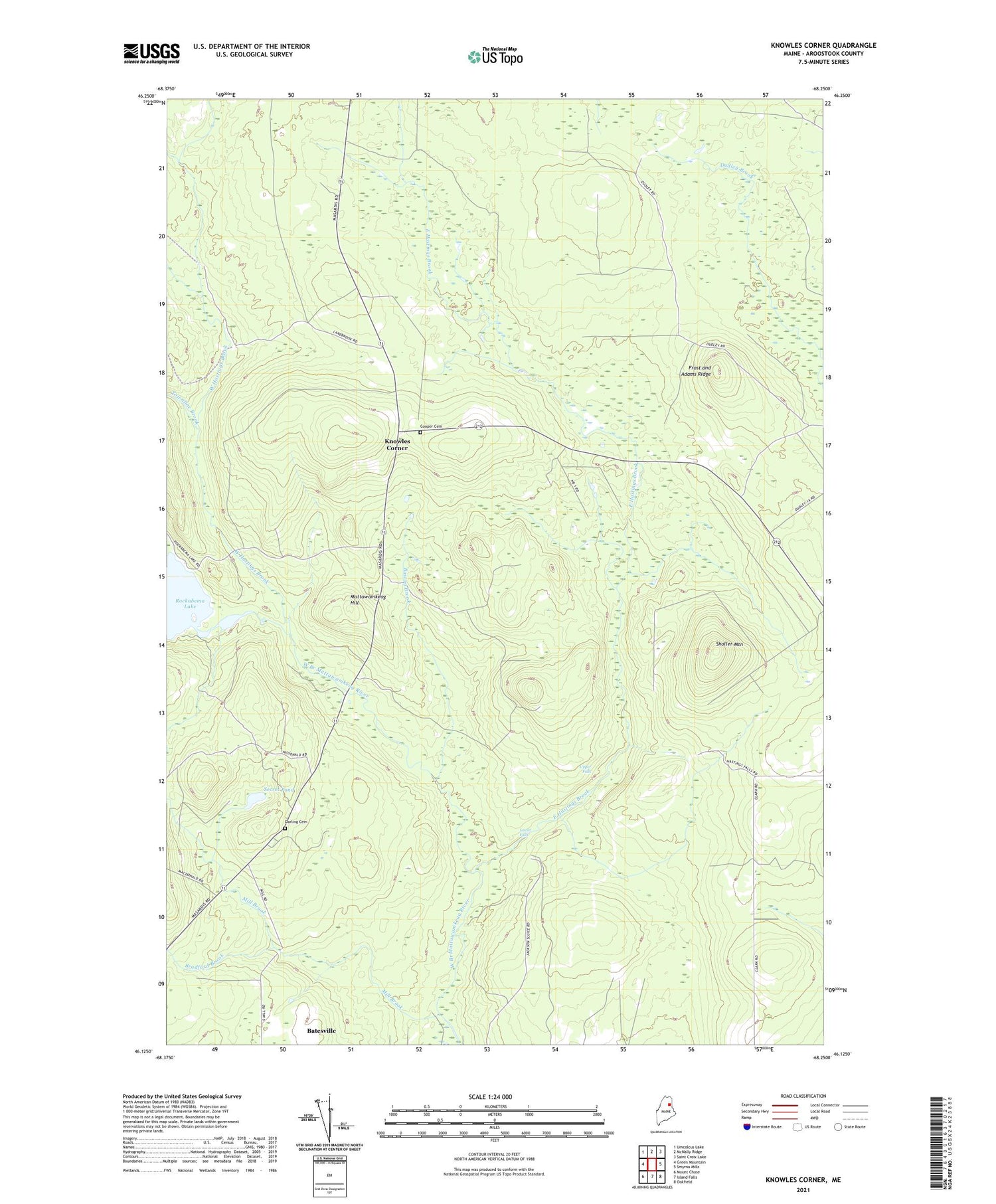 Knowles Corner Maine US Topo Map Image