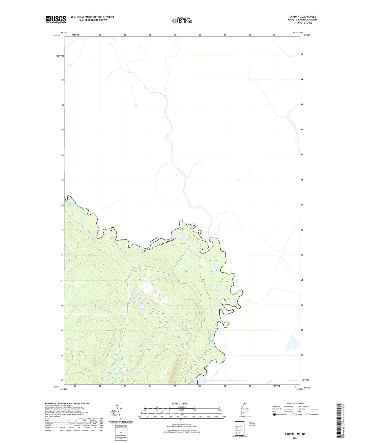 Landry Maine US Topo Map Image