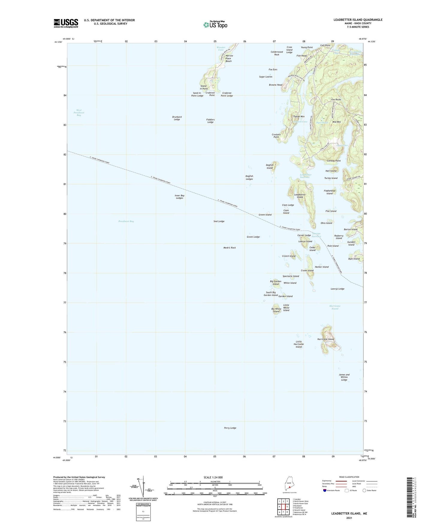 Leadbetter Island Maine US Topo Map Image