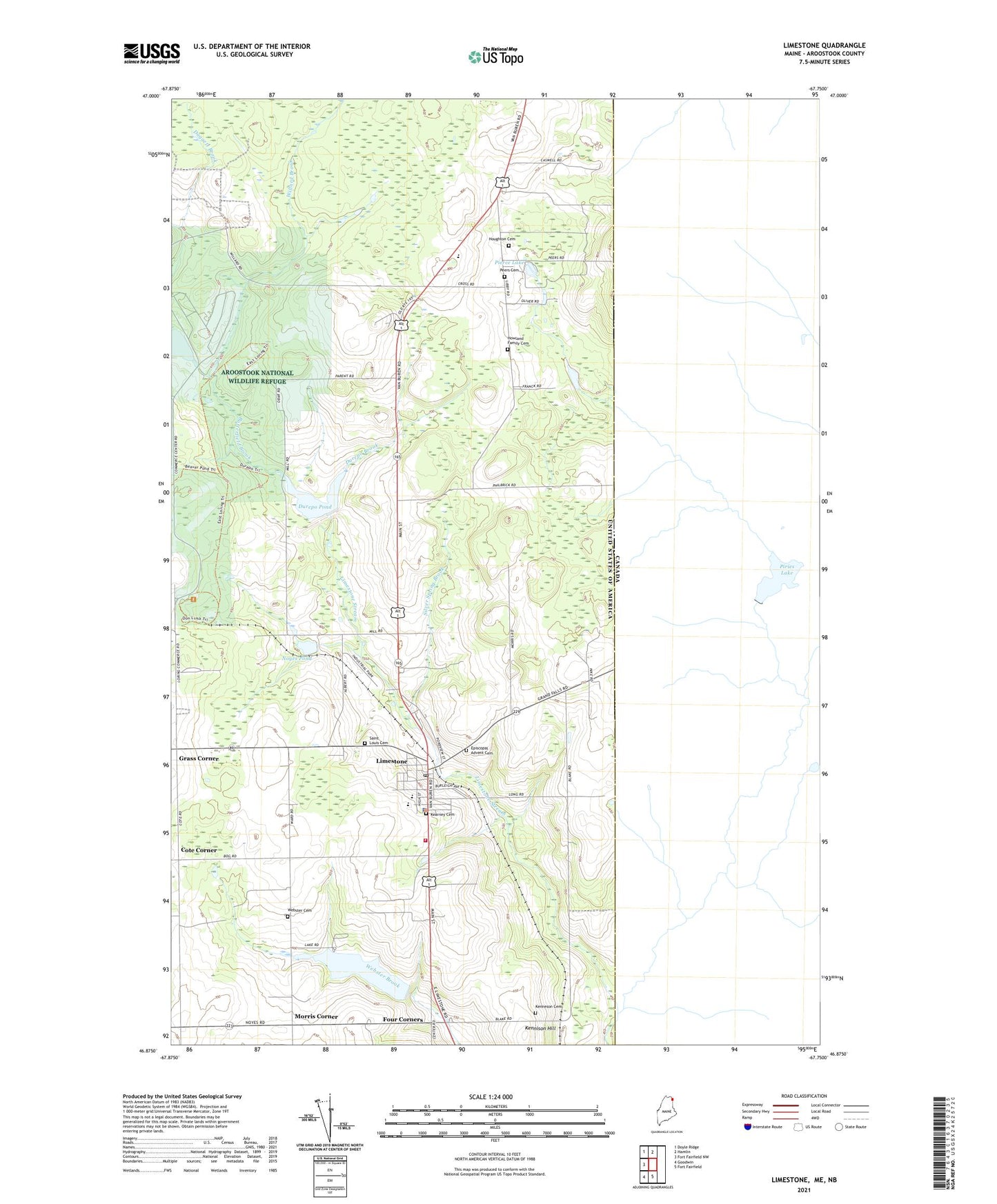 Limestone Maine US Topo Map Image