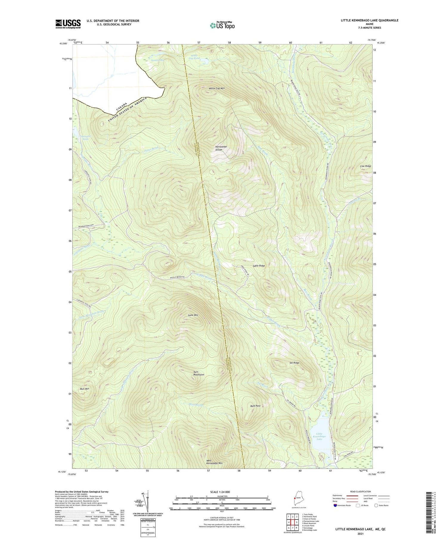 Little Kennebago Lake Maine US Topo Map Image