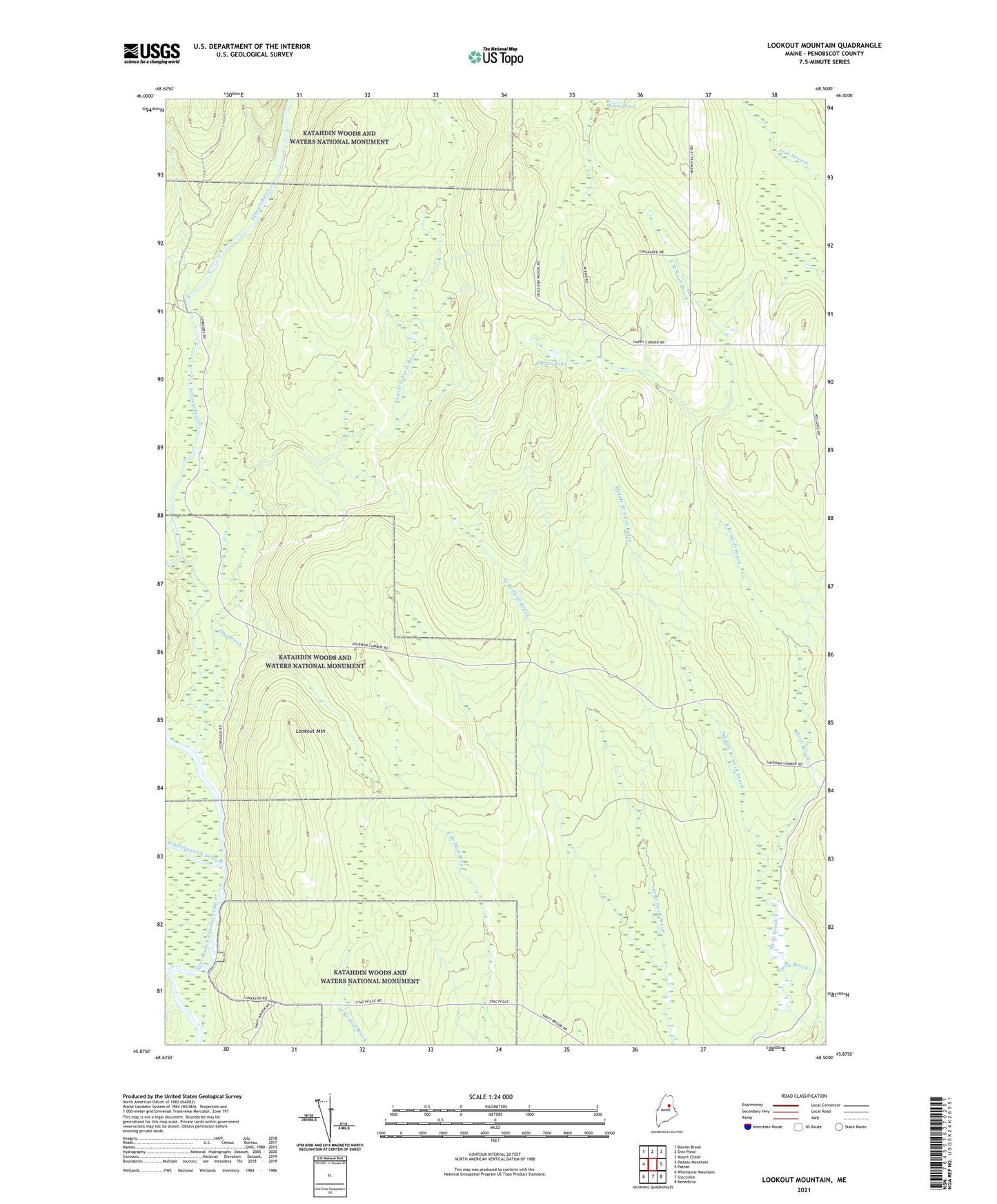 Lookout Mountain Maine US Topo Map Image