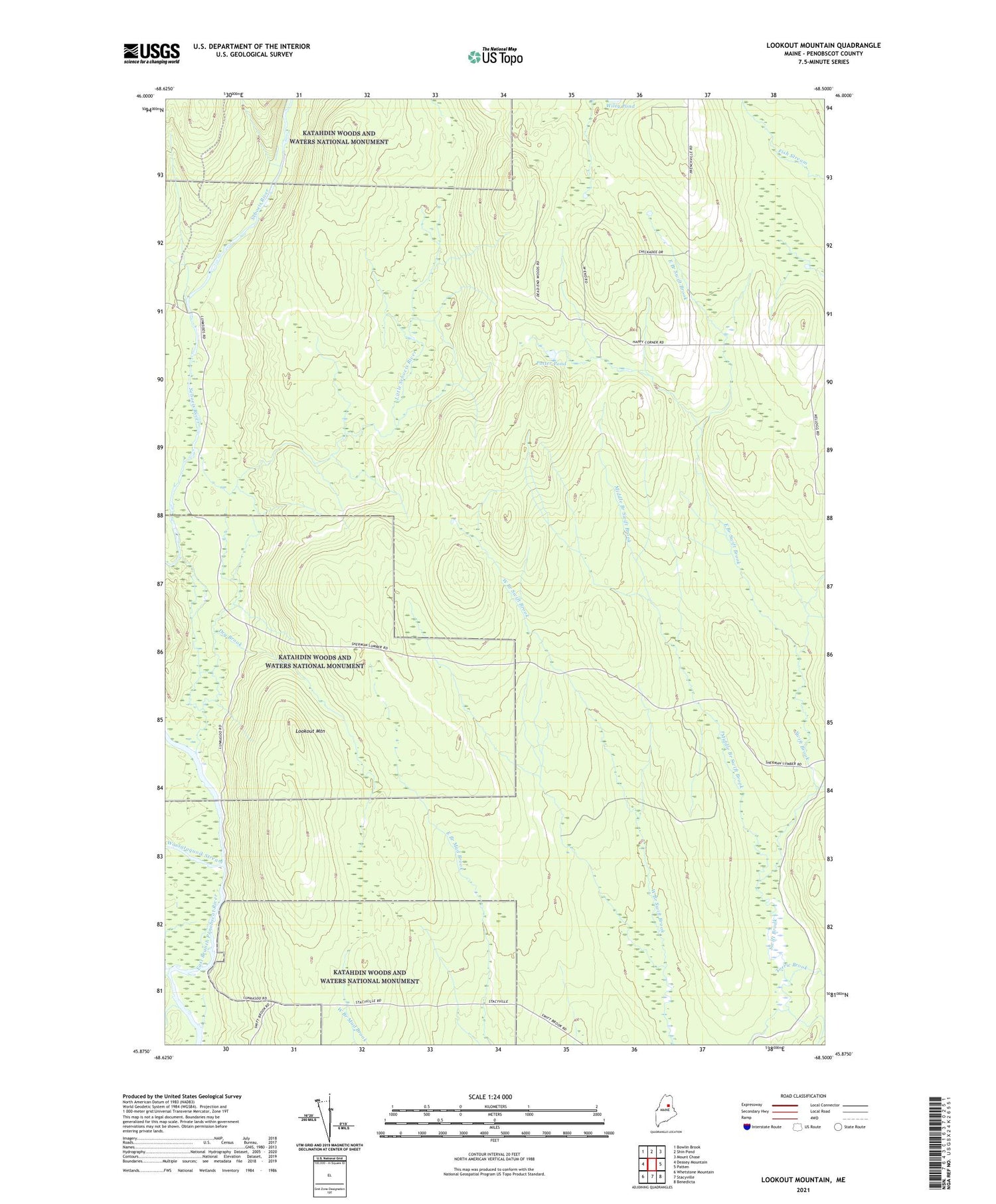 Lookout Mountain Maine US Topo Map Image