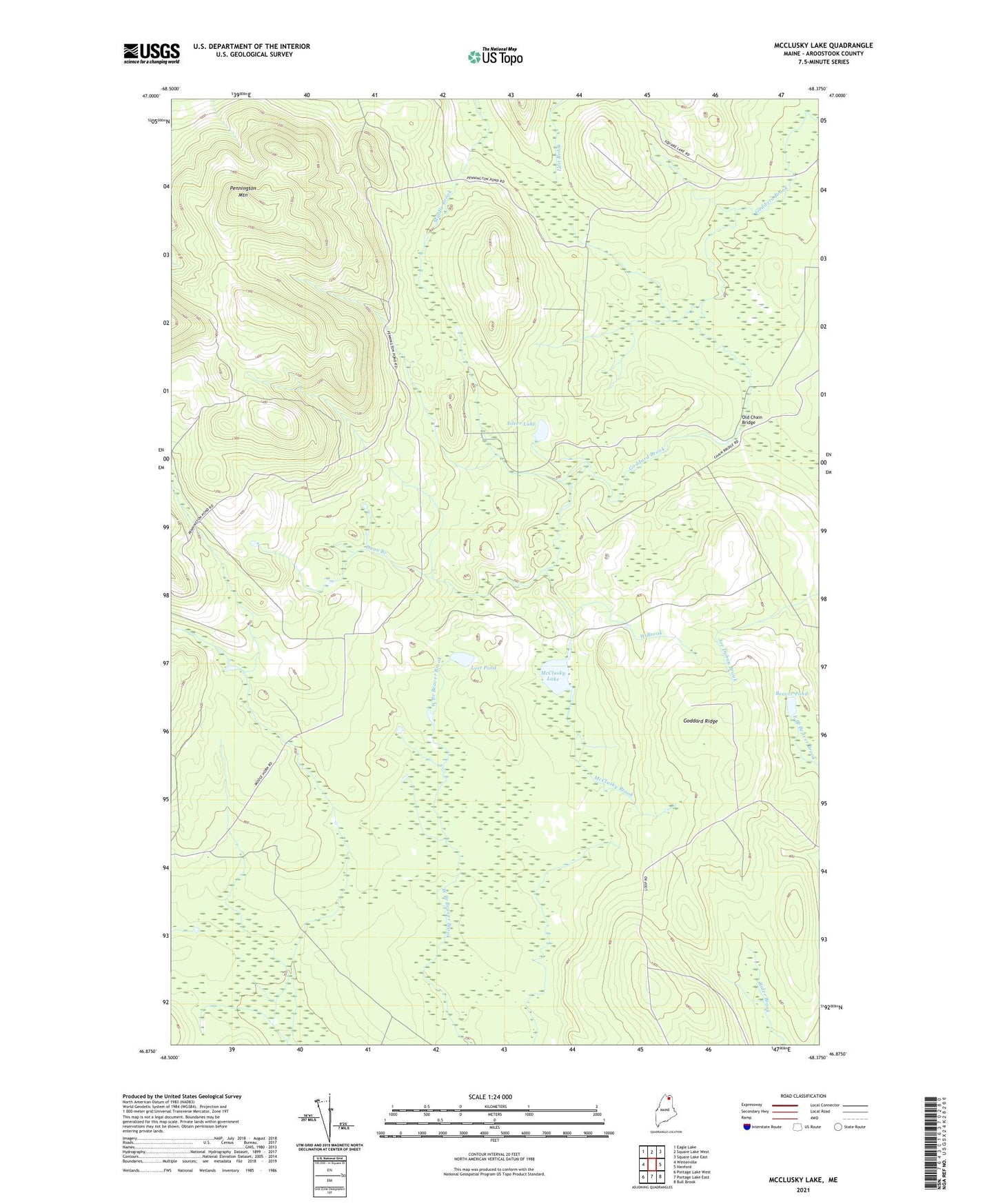 McClusky Lake Maine US Topo Map Image
