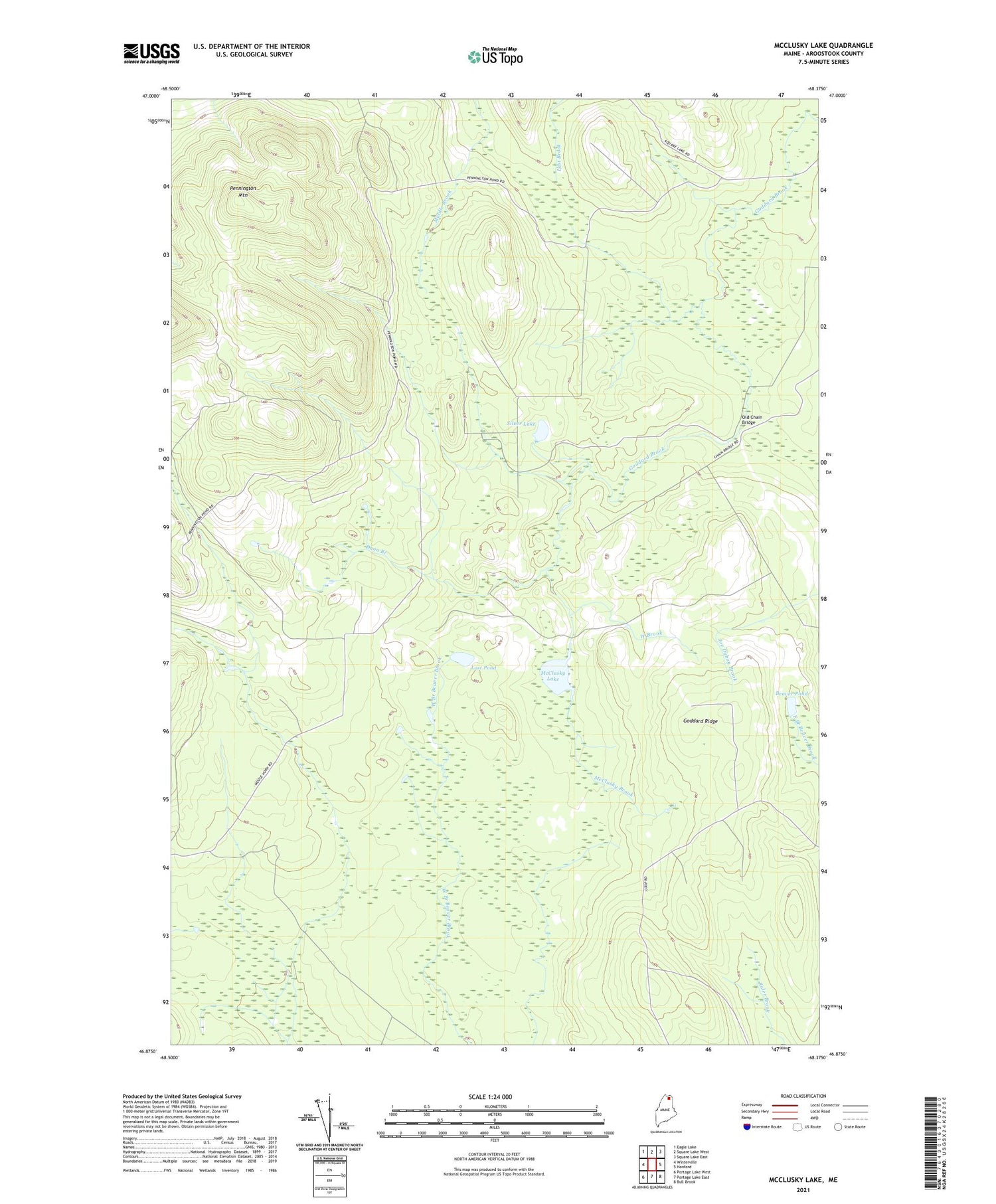 McClusky Lake Maine US Topo Map Image
