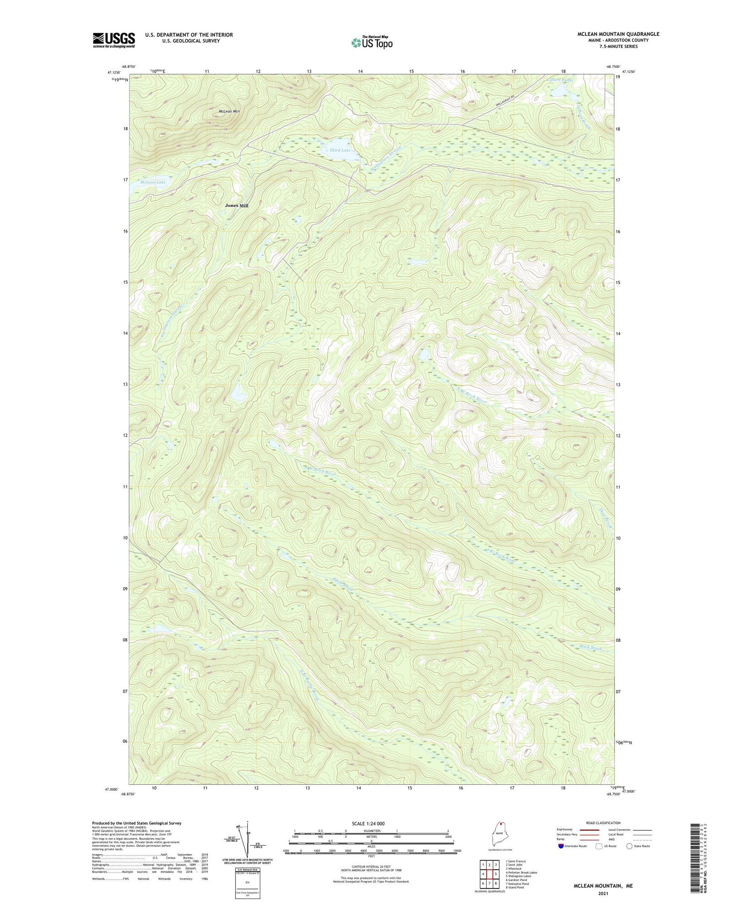 McLean Mountain Maine US Topo Map Image