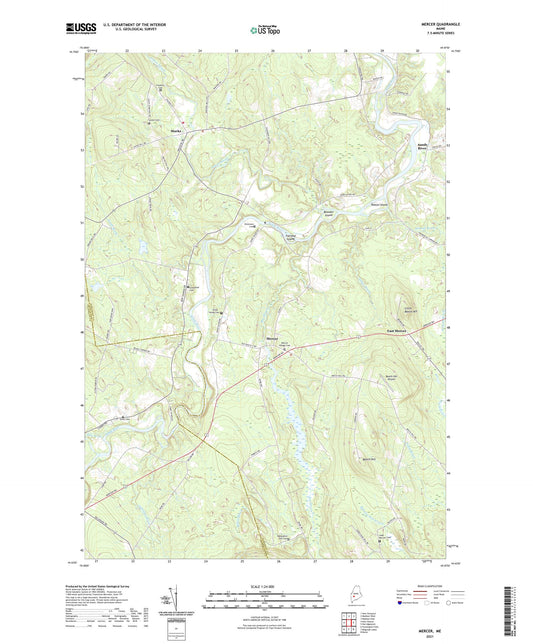 Mercer Maine US Topo Map Image