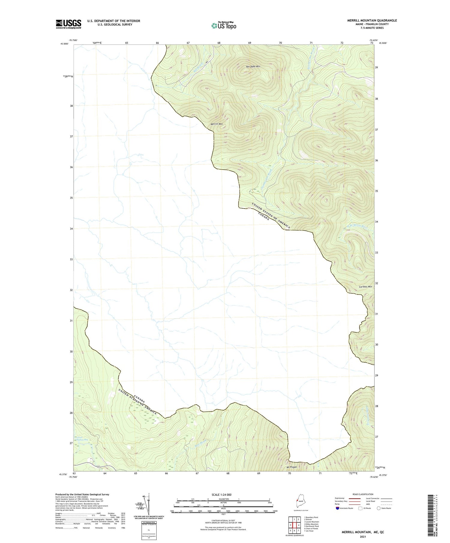 Merrill Mountain Maine US Topo Map Image