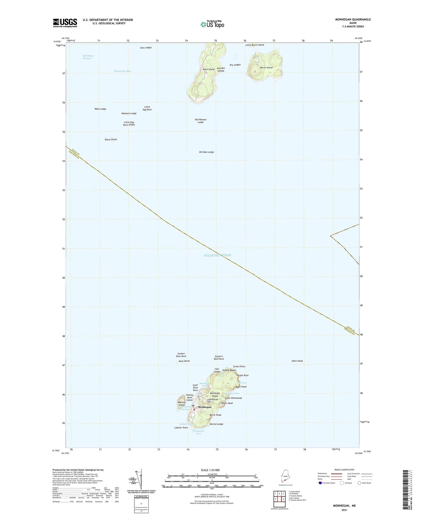 Monhegan Maine US Topo Map Image