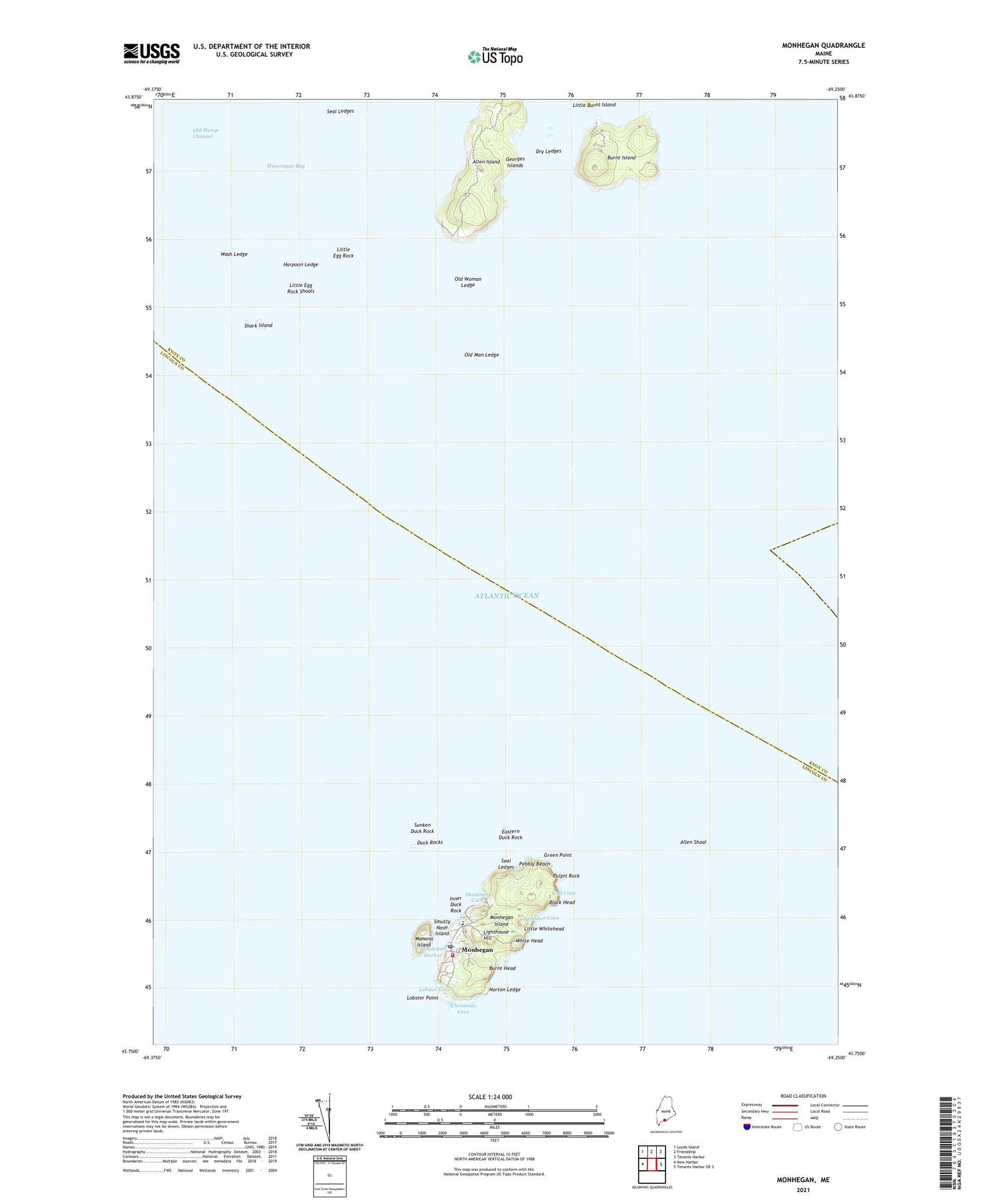 Monhegan Maine US Topo Map Image