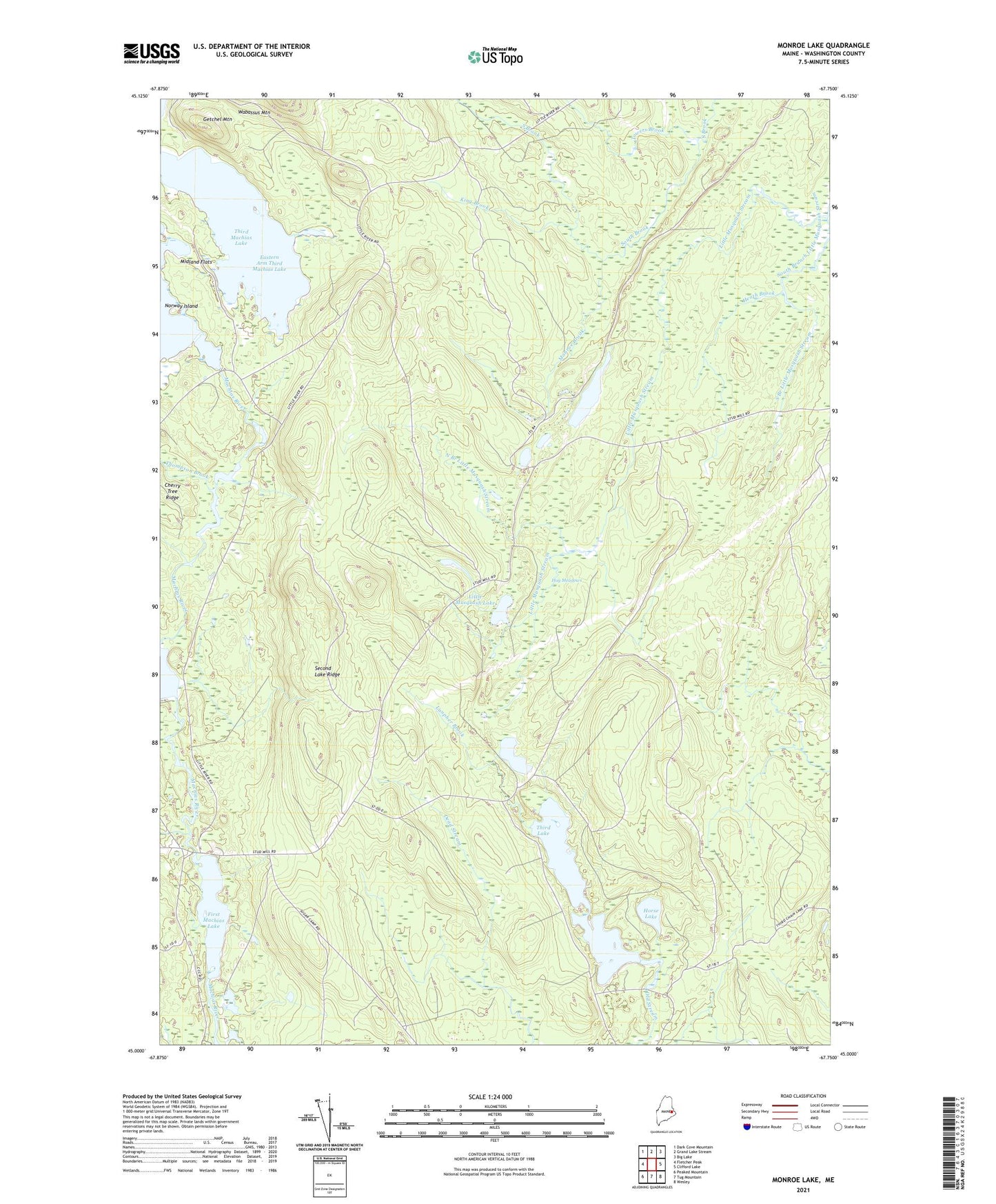 Monroe Lake Maine US Topo Map Image