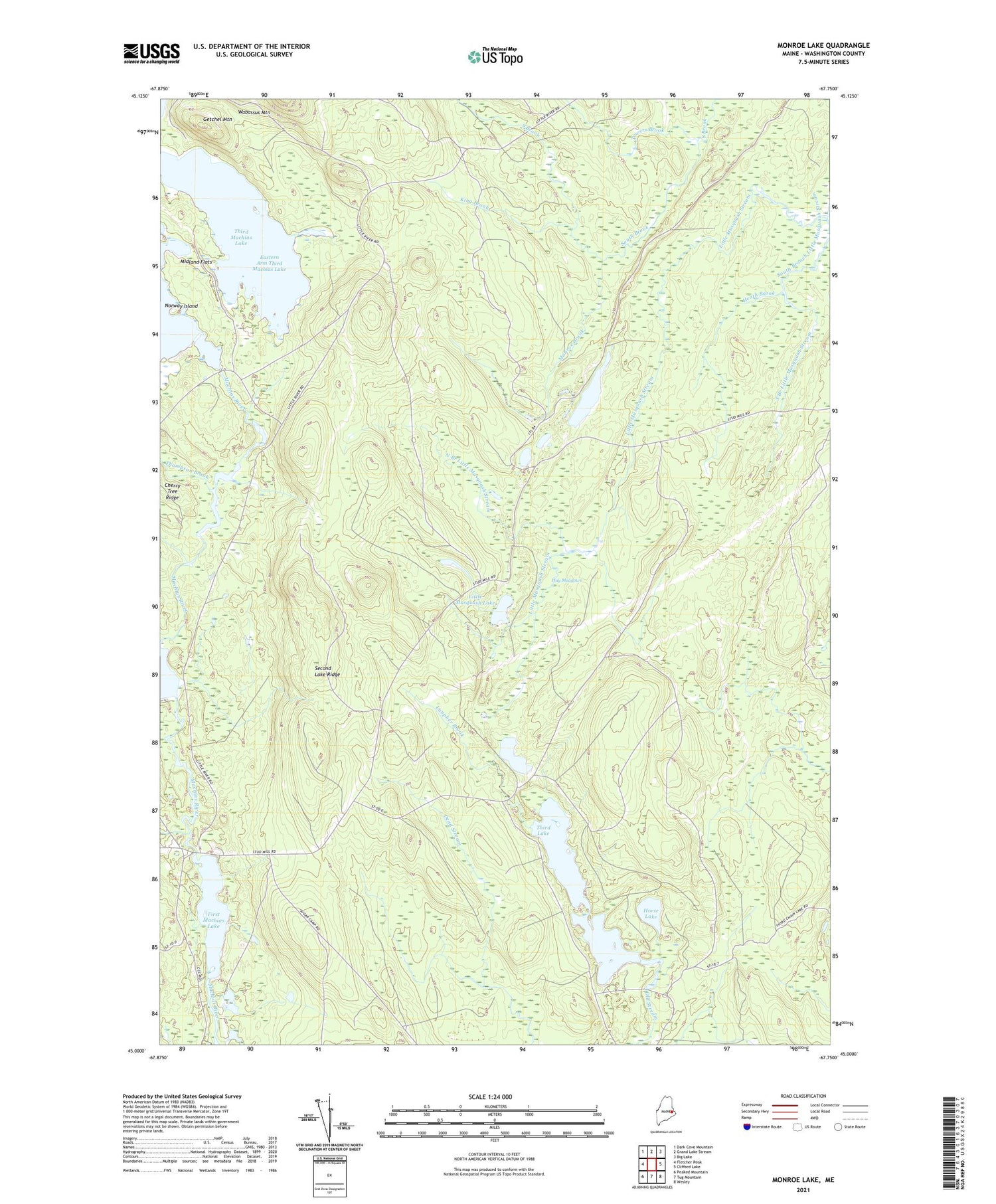 Monroe Lake Maine US Topo Map Image