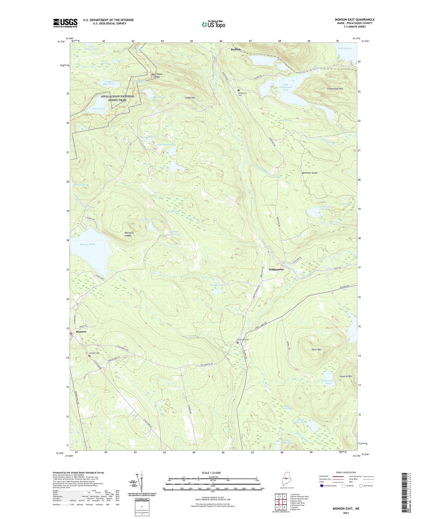 Monson East Maine US Topo Map Image