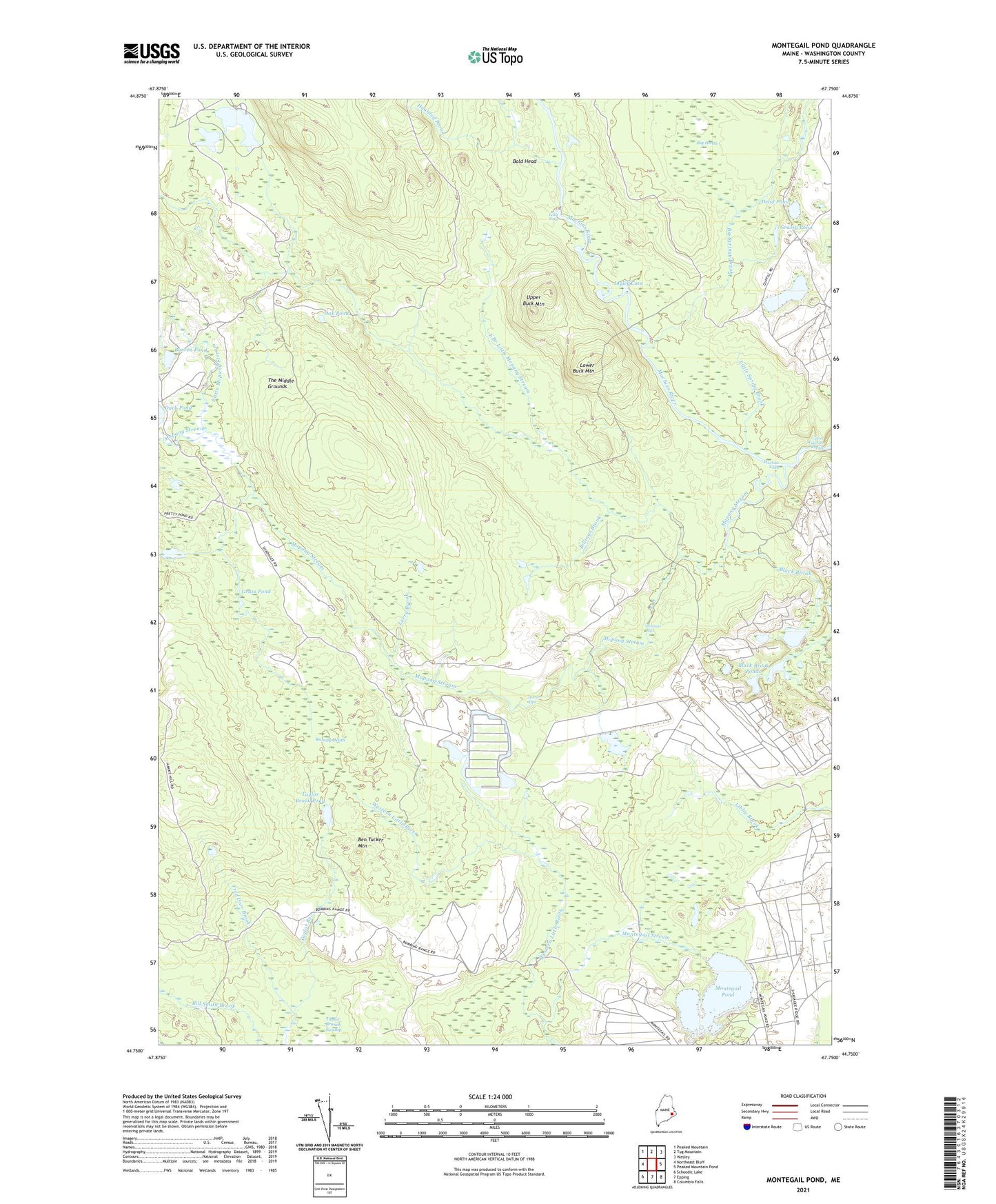 Montegail Pond Maine US Topo Map Image