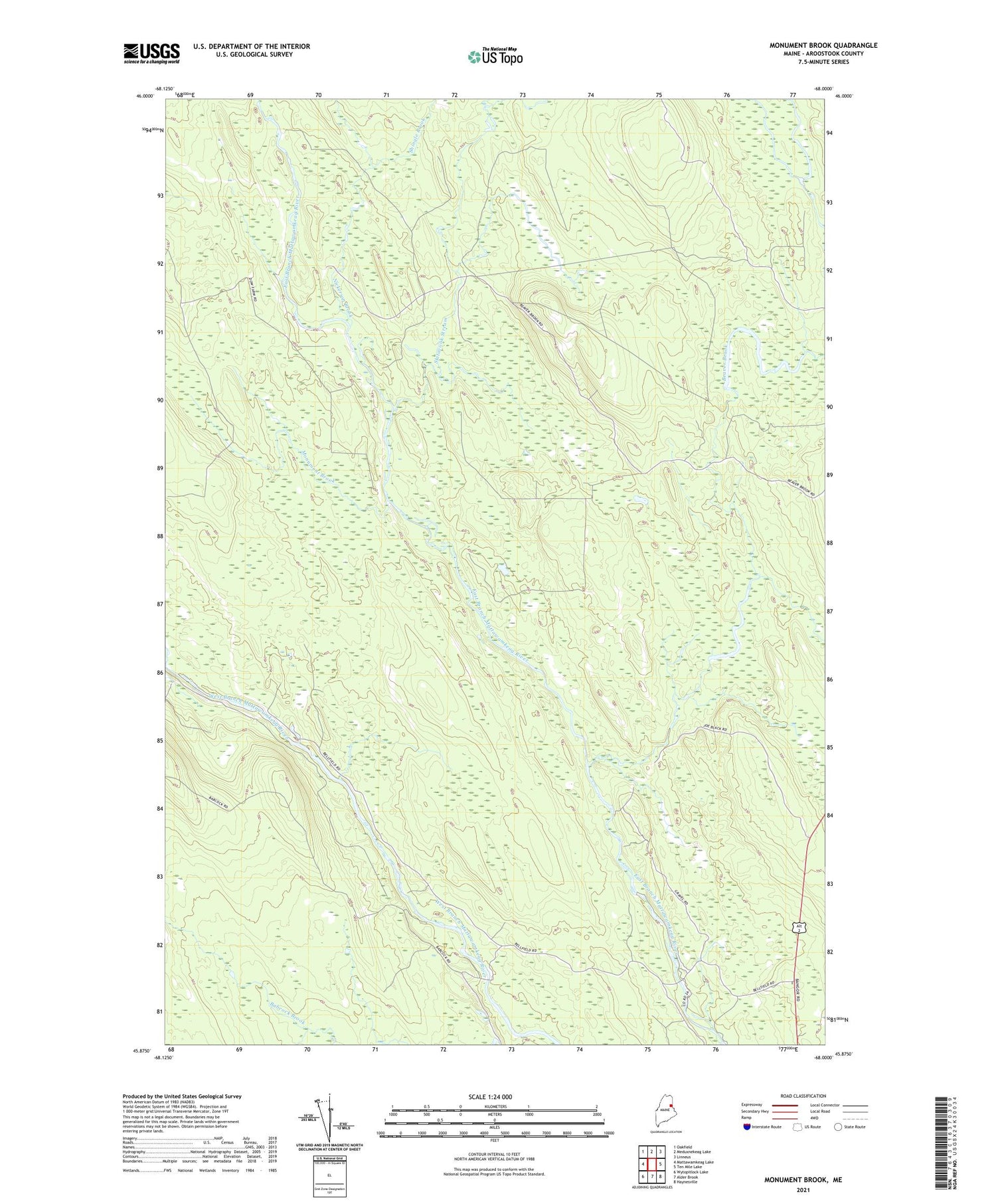 Monument Brook Maine US Topo Map Image