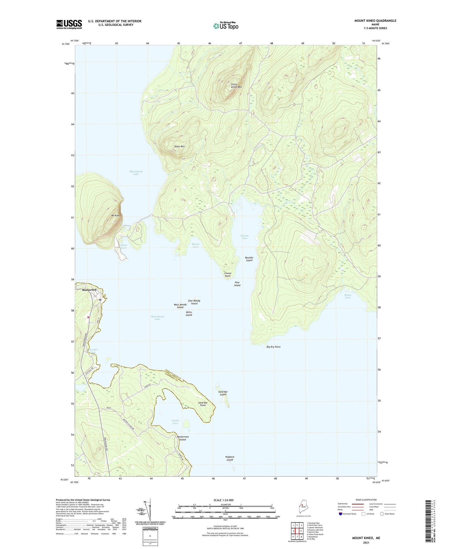 Mount Kineo Maine US Topo Map Image