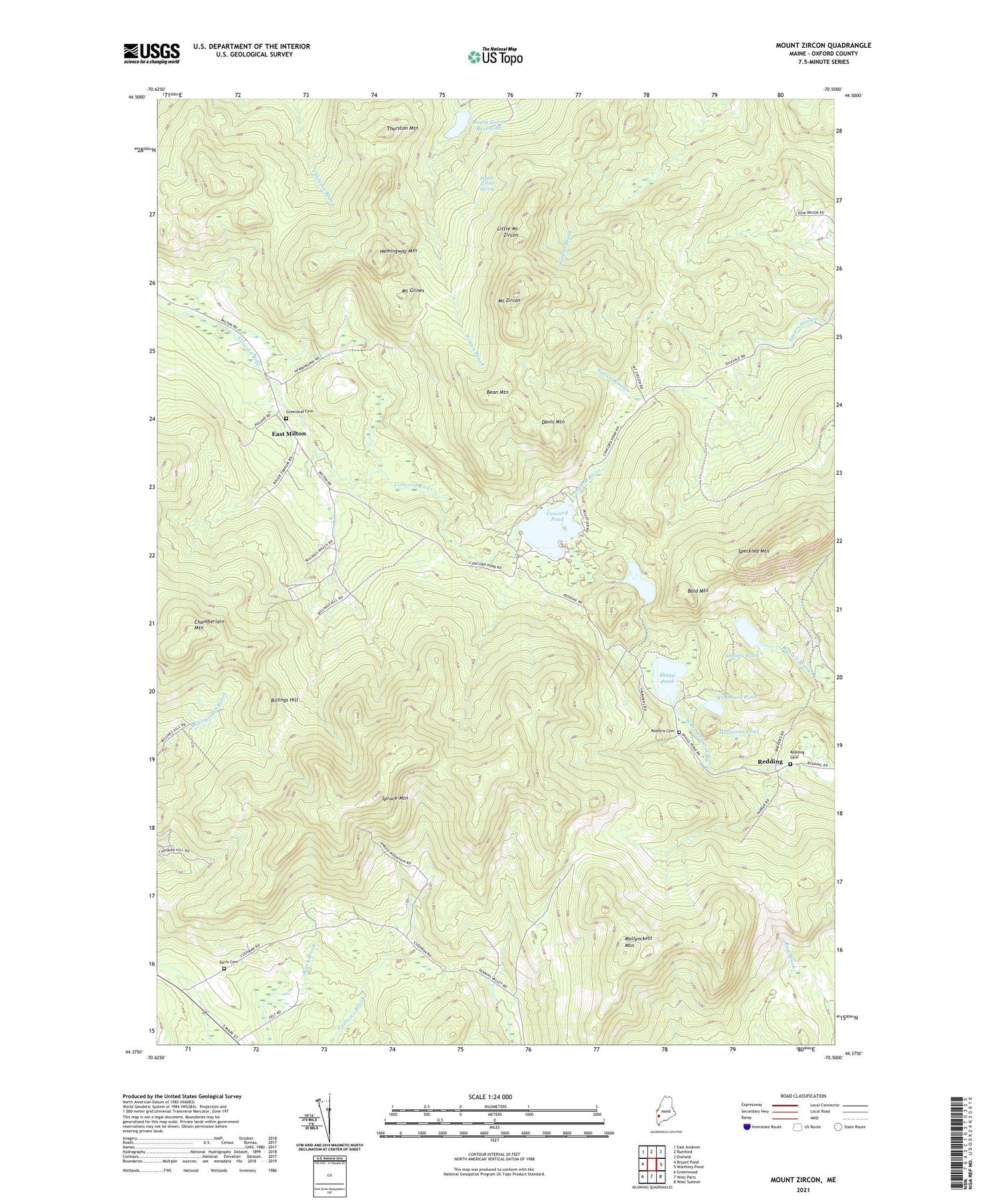 Mount Zircon Maine US Topo Map Image