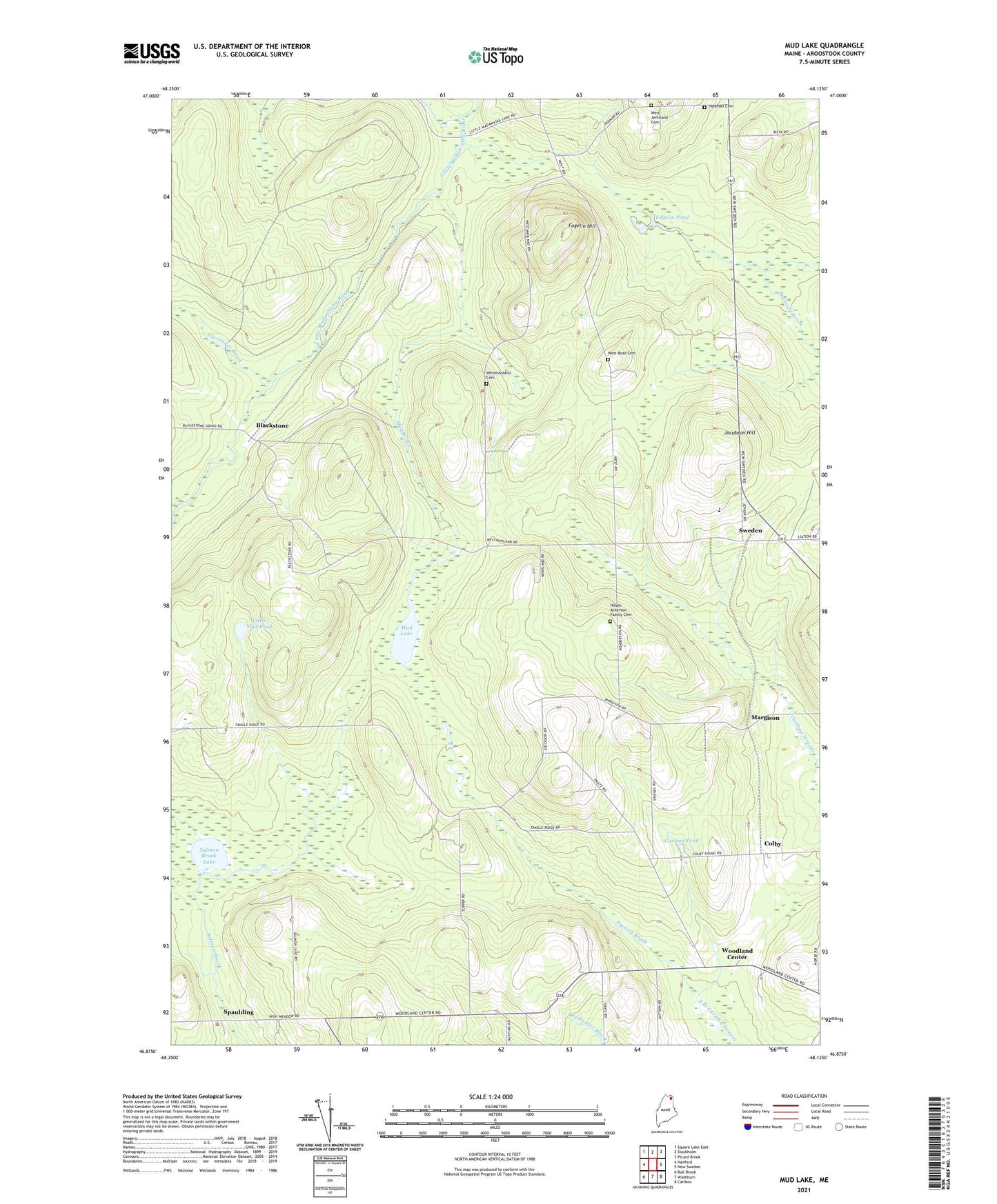Mud Lake Maine US Topo Map Image