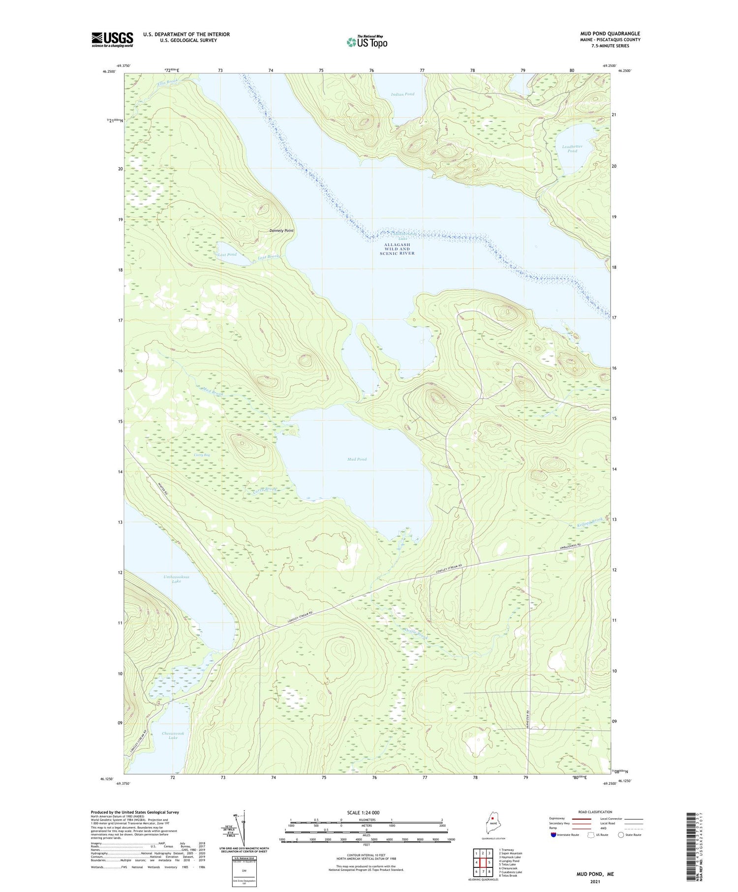 Mud Pond Maine US Topo Map Image