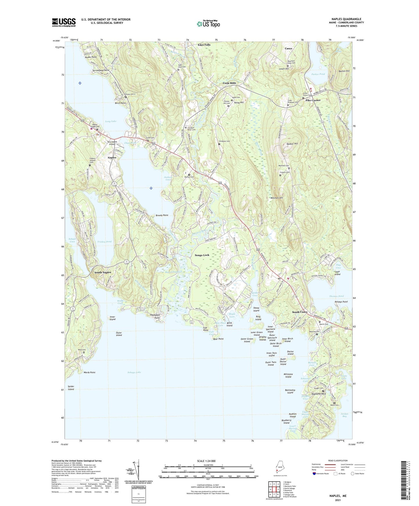 Naples Maine US Topo Map Image