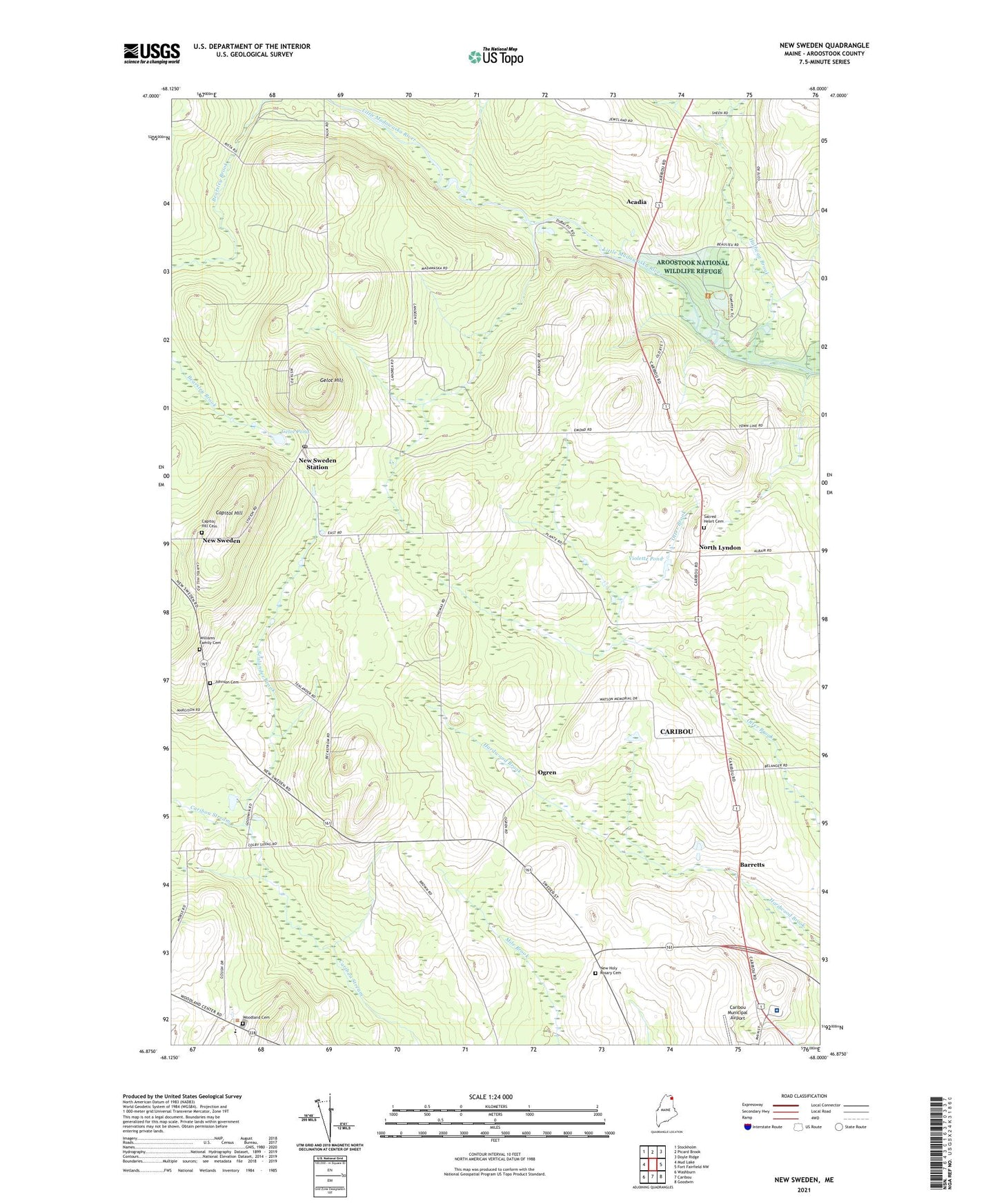 New Sweden Maine US Topo Map Image