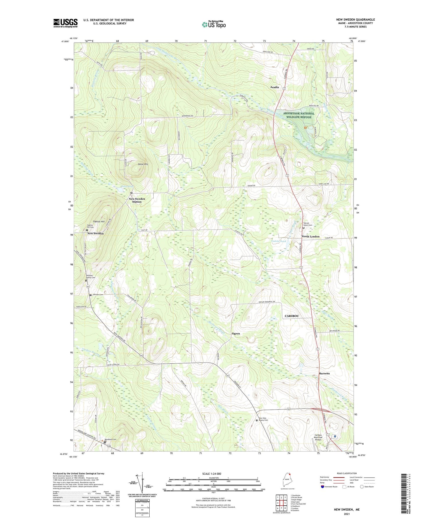 New Sweden Maine US Topo Map Image