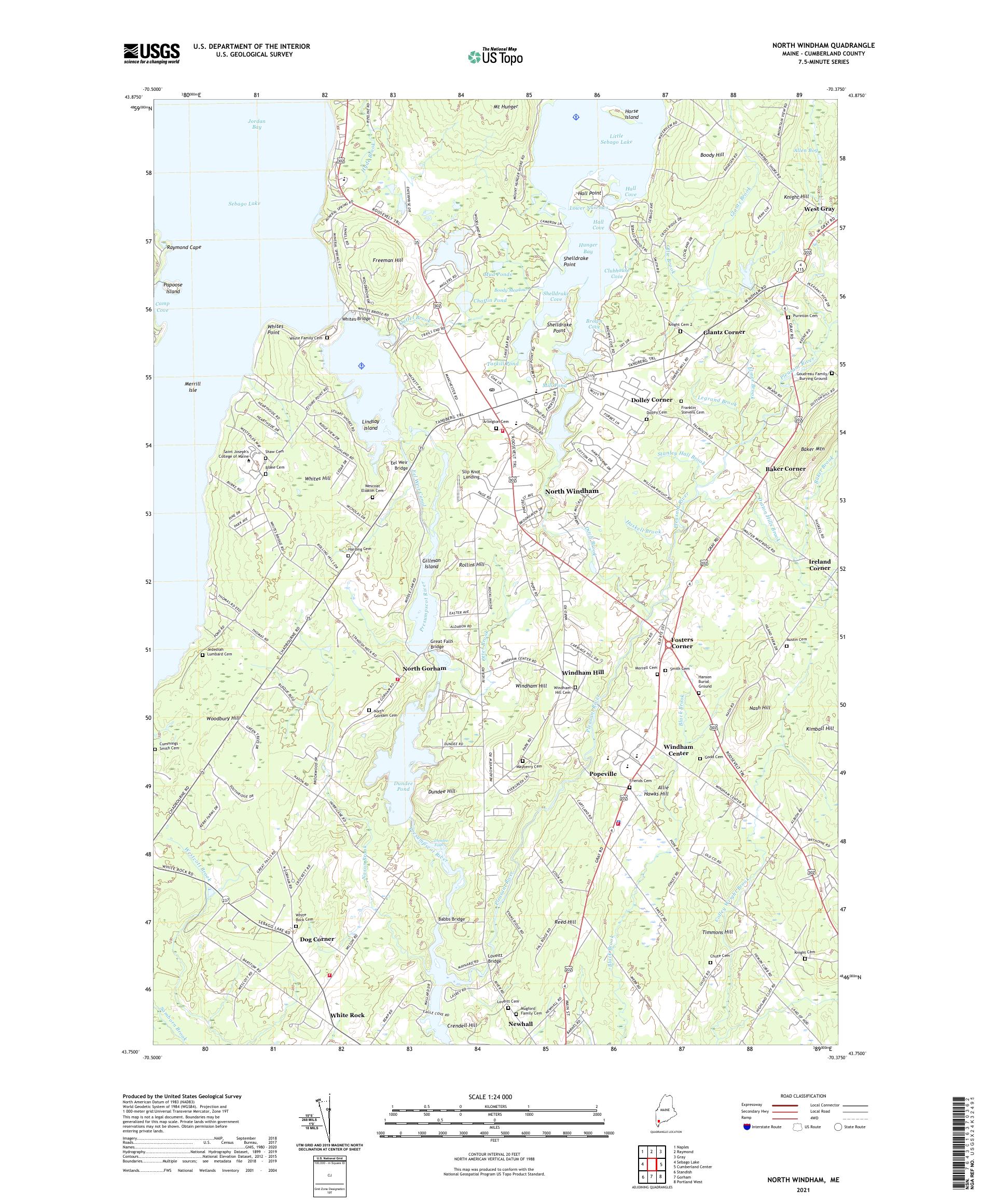 North Windham Maine US Topo Map – MyTopo Map Store