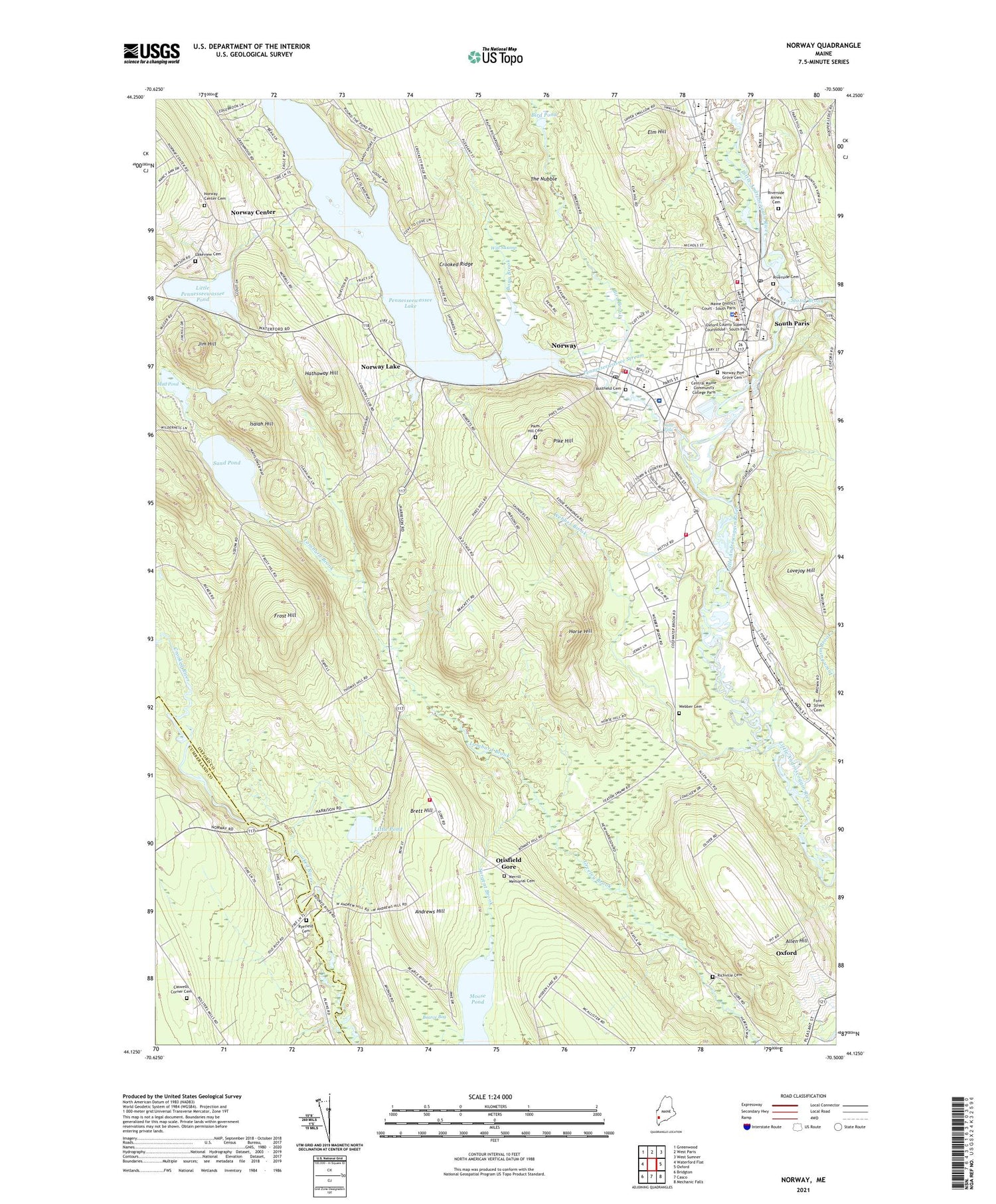Norway Maine US Topo Map Image