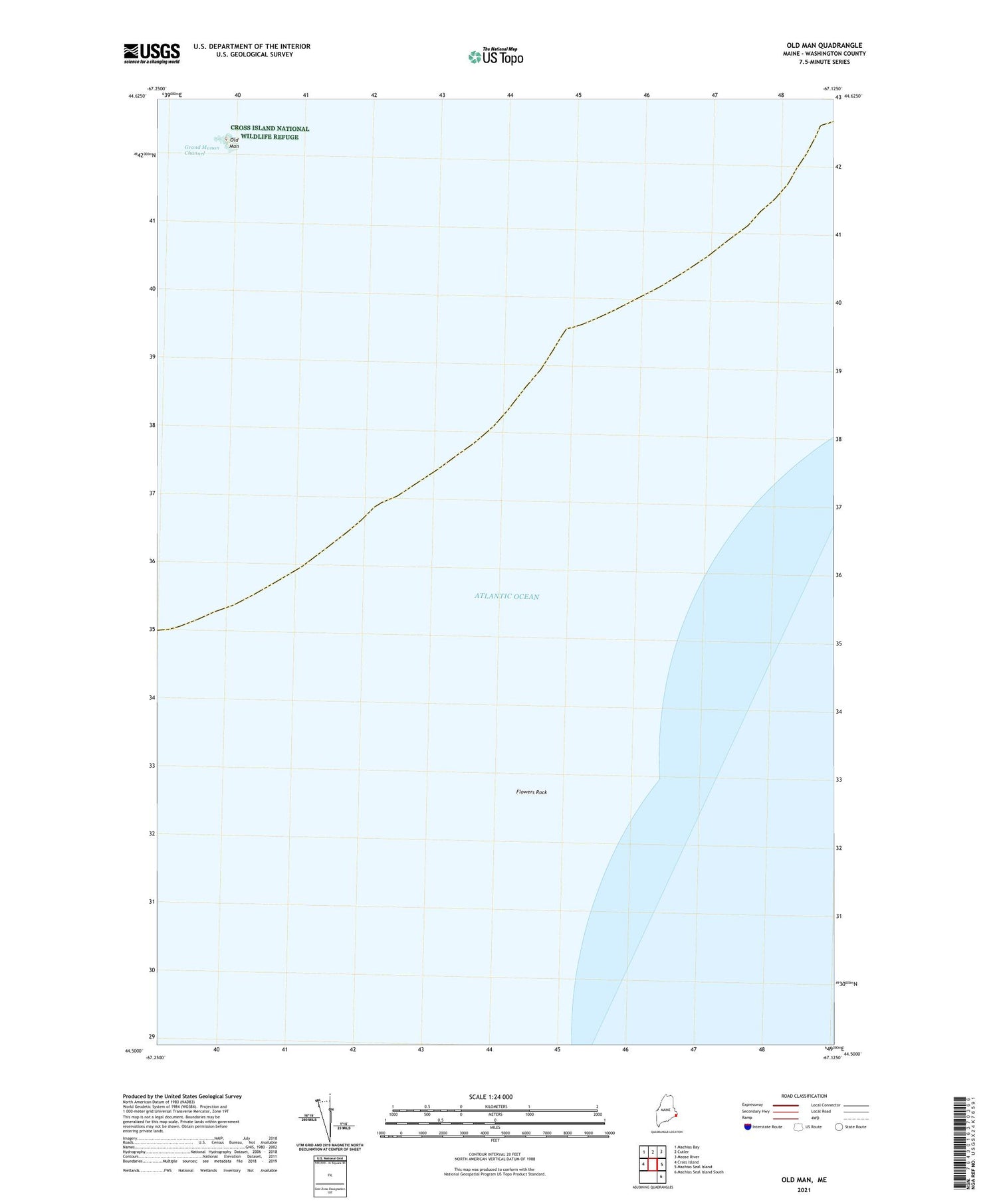 Old Man Maine US Topo Map Image