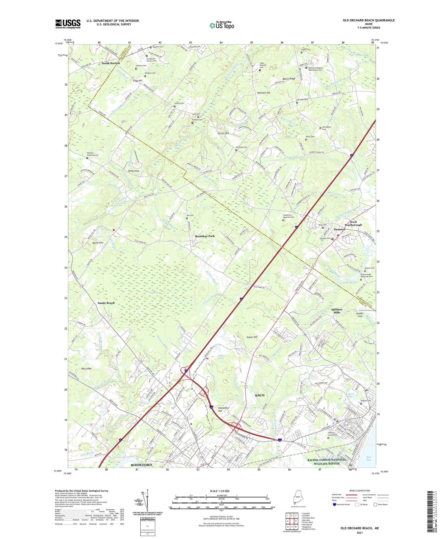 Old Orchard Beach Maine US Topo Map Image