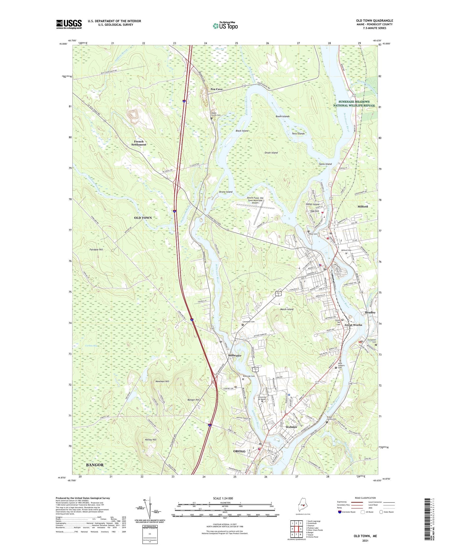 Old Town Maine US Topo Map Image