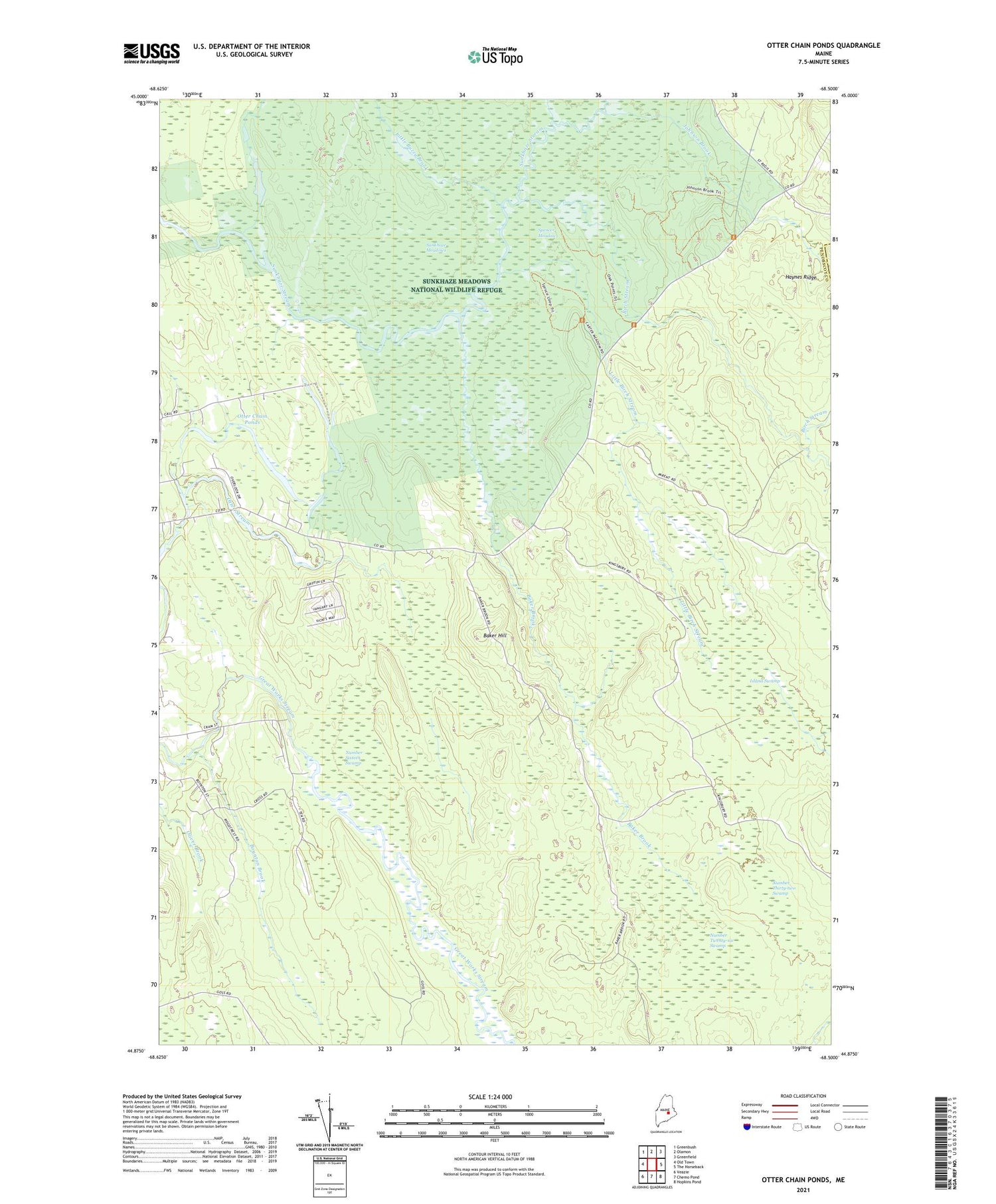 Otter Chain Ponds Maine US Topo Map Image