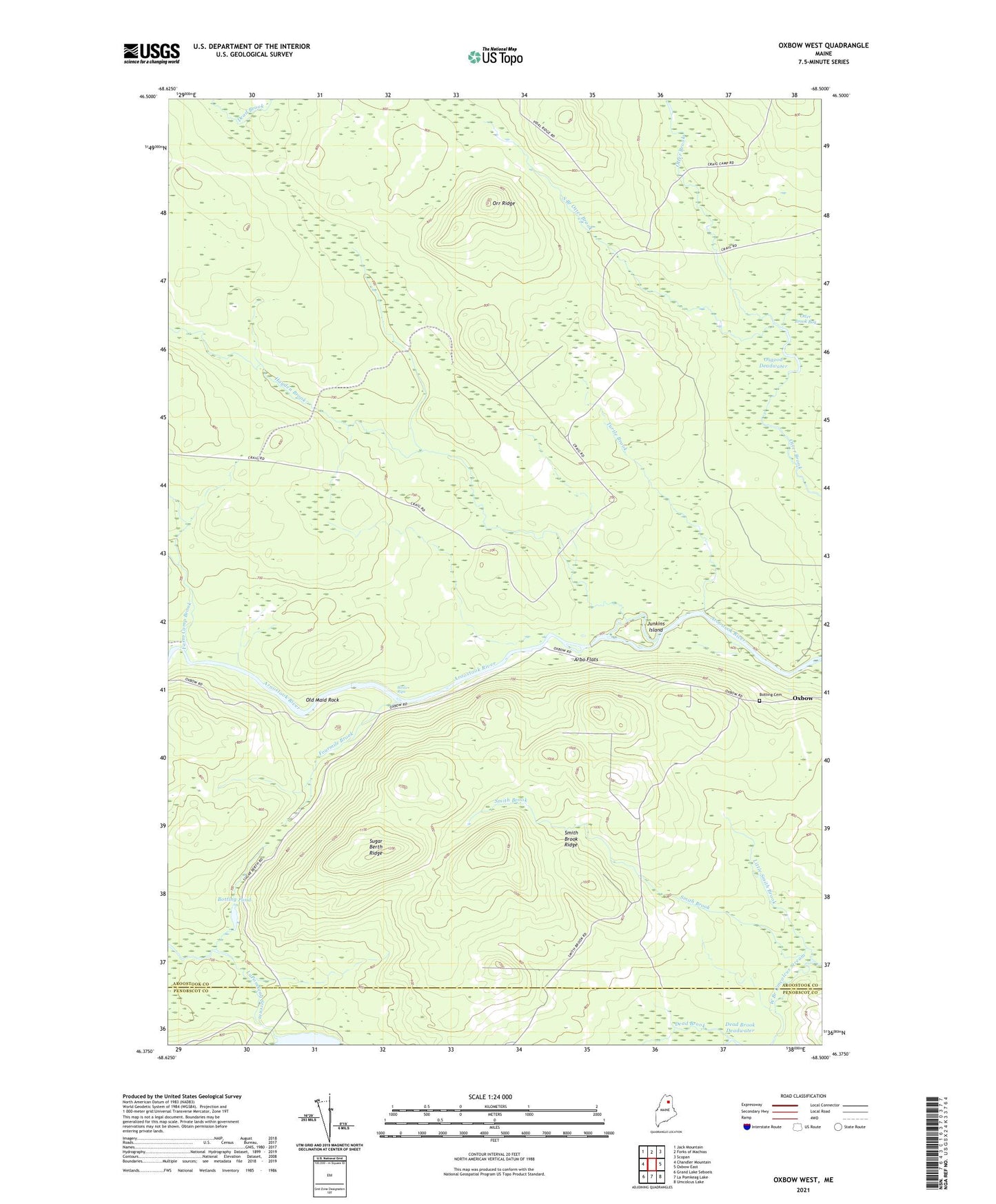 Oxbow West Maine US Topo Map Image