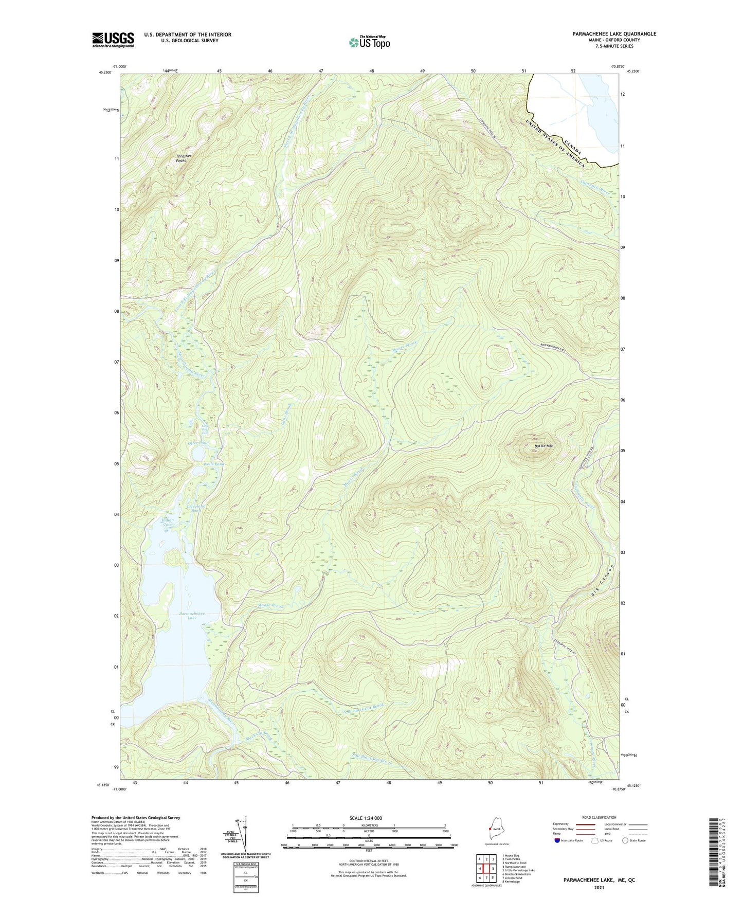 Parmachenee Lake Maine US Topo Map Image