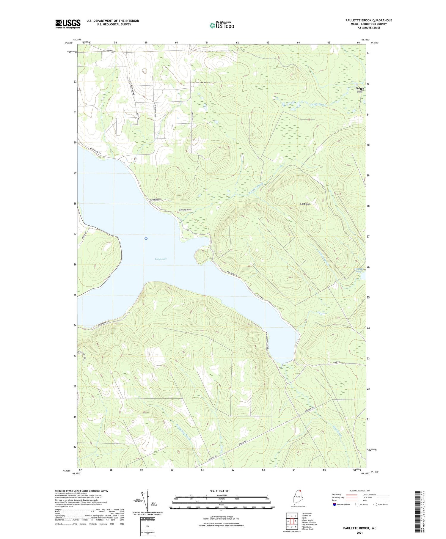 Paulette Brook Maine US Topo Map Image