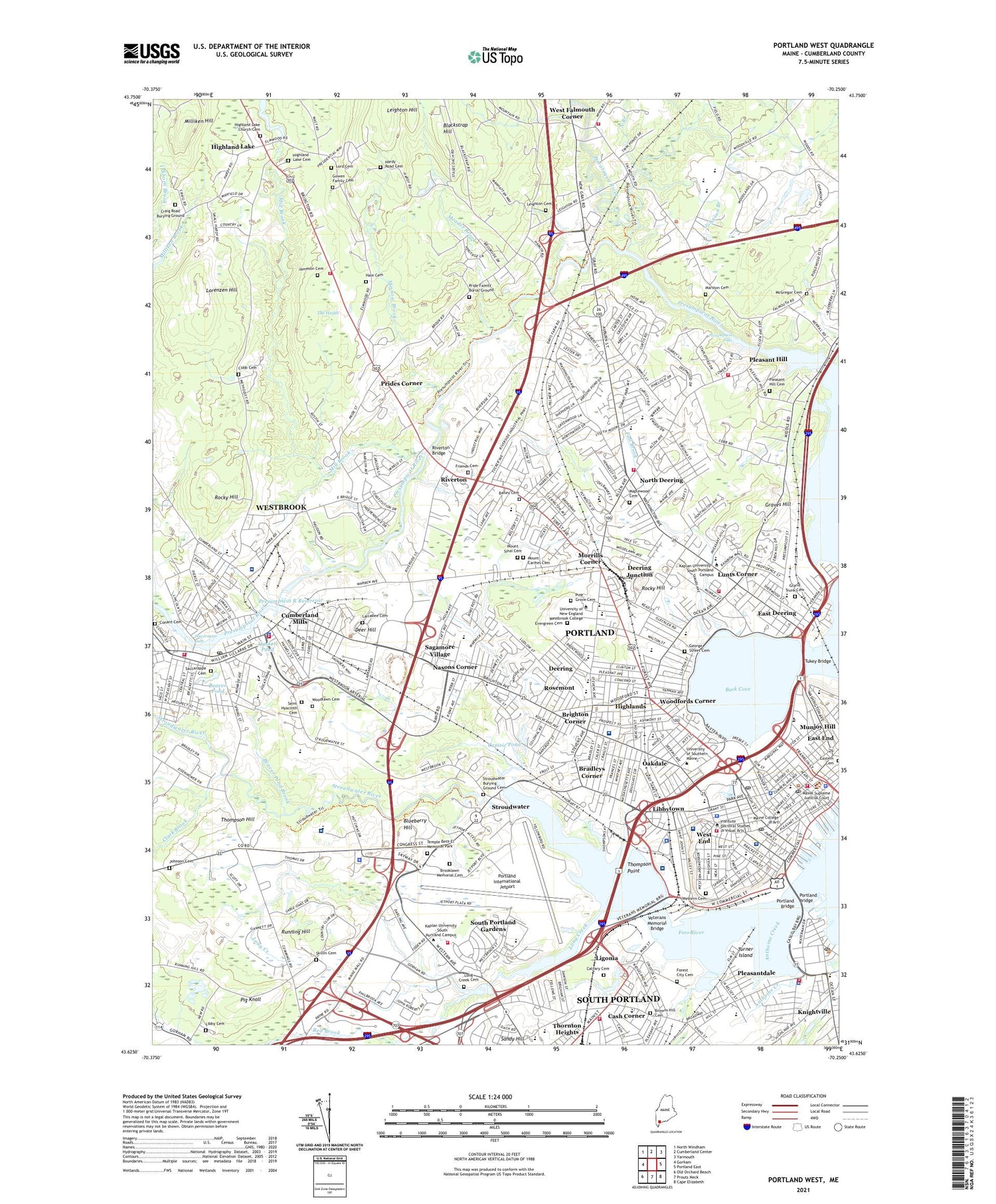 Portland West Maine US Topo Map Image