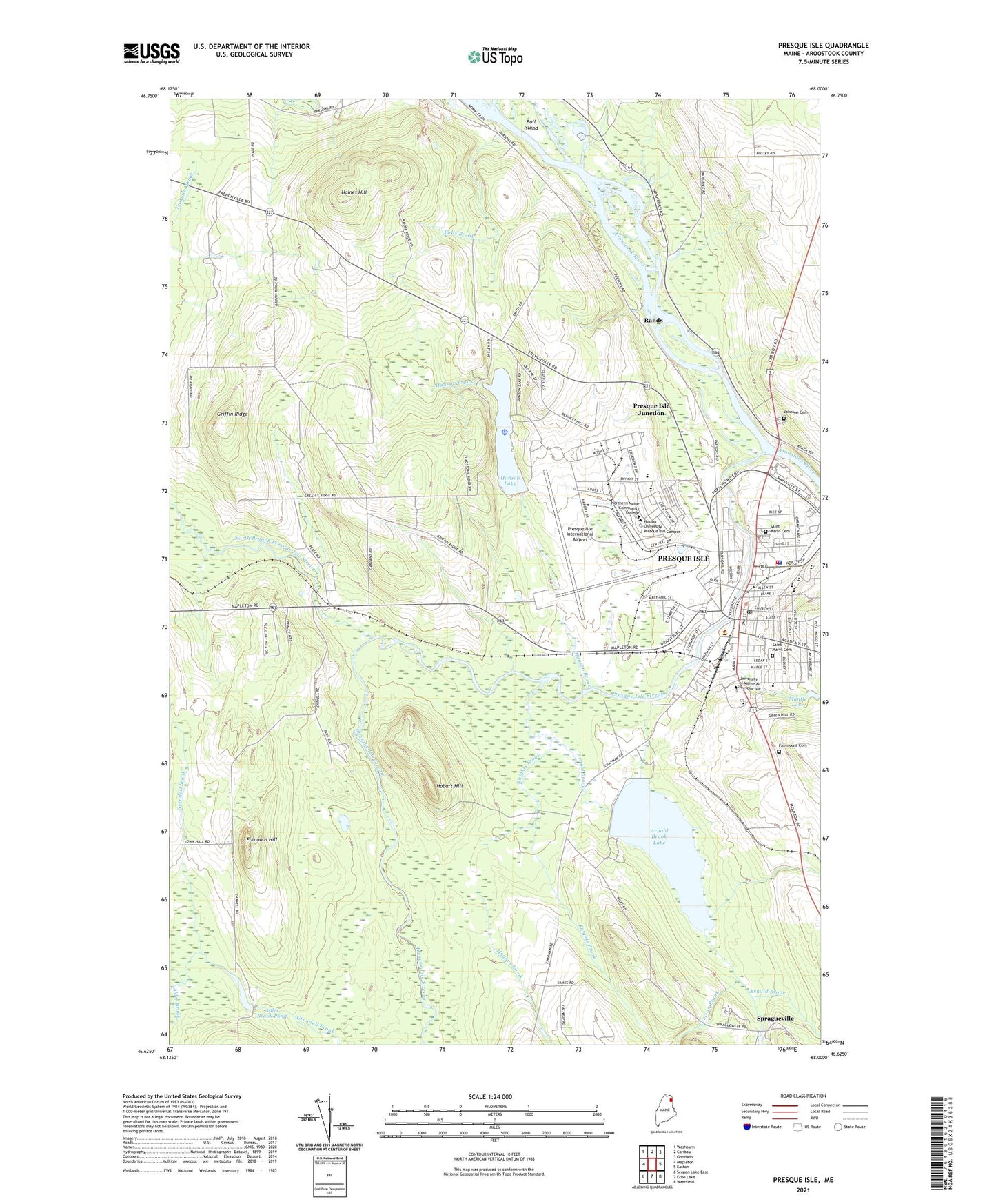 Presque Isle Maine US Topo Map Image
