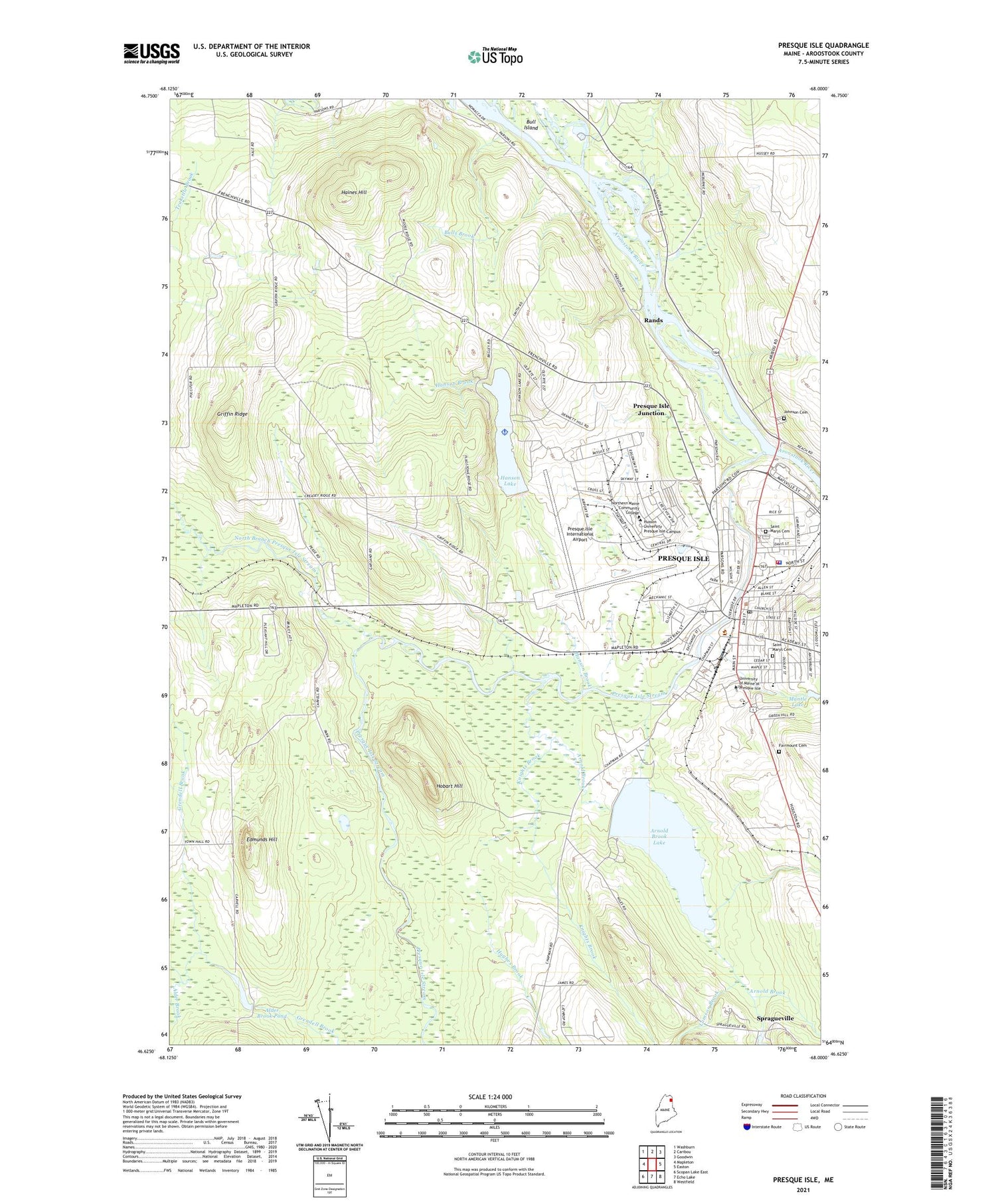 Presque Isle Maine US Topo Map Image