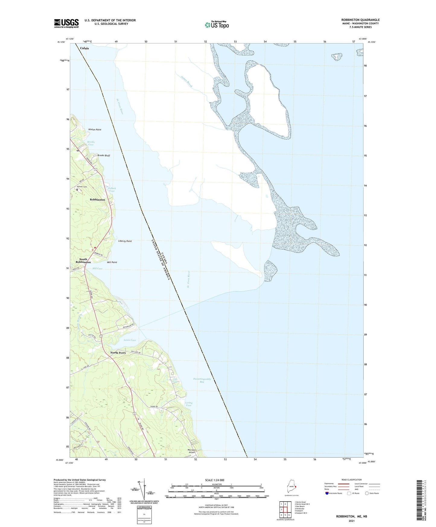 Robbinston Maine US Topo Map Image