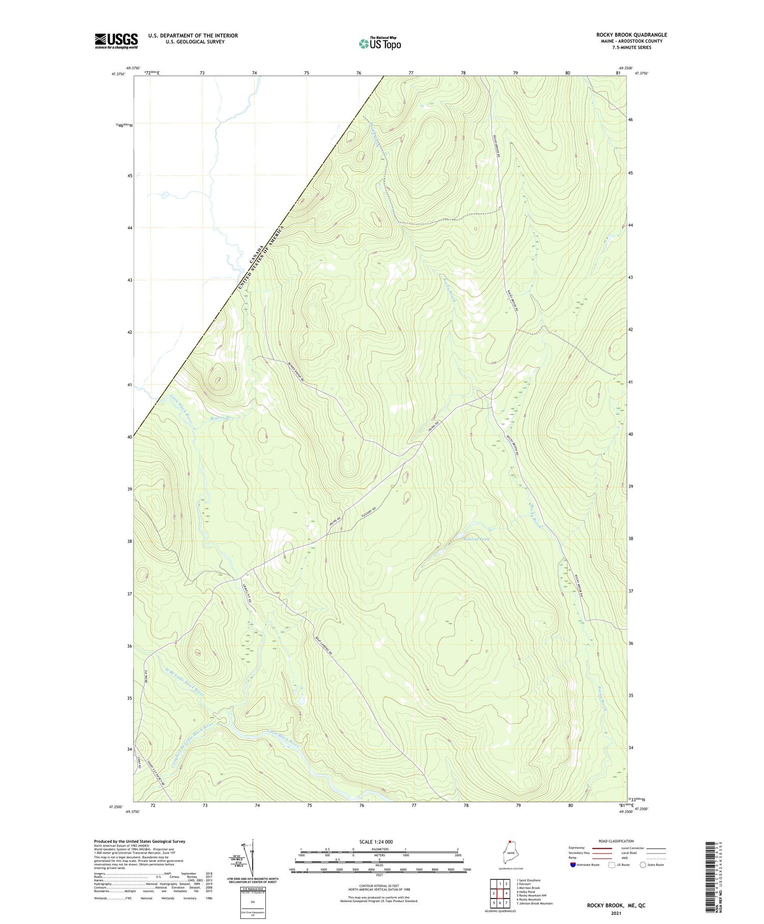 Rocky Brook Maine US Topo Map Image