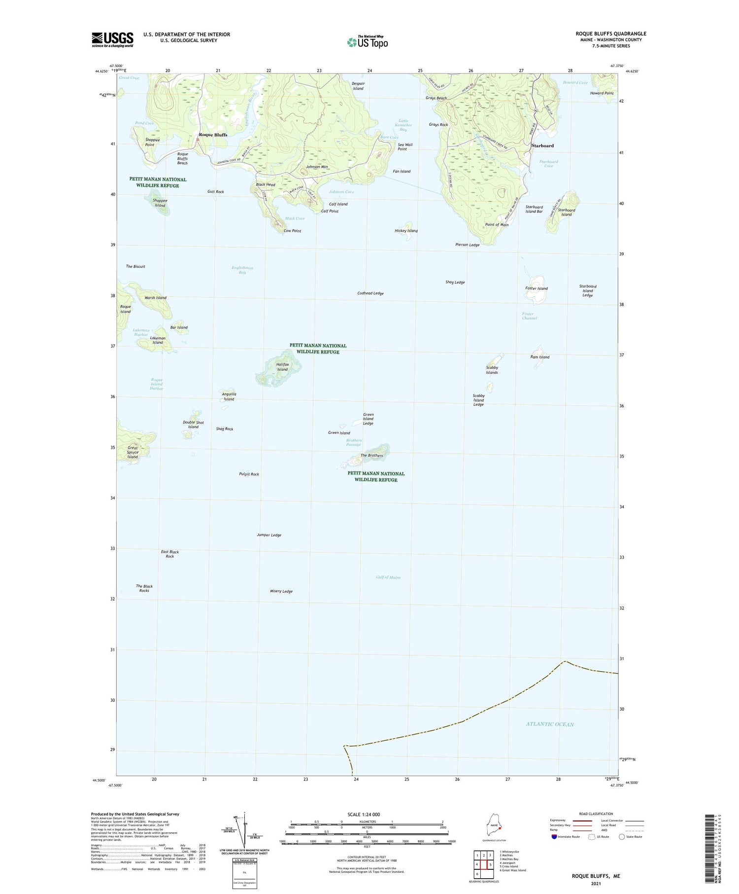 Roque Bluffs Maine US Topo Map Image