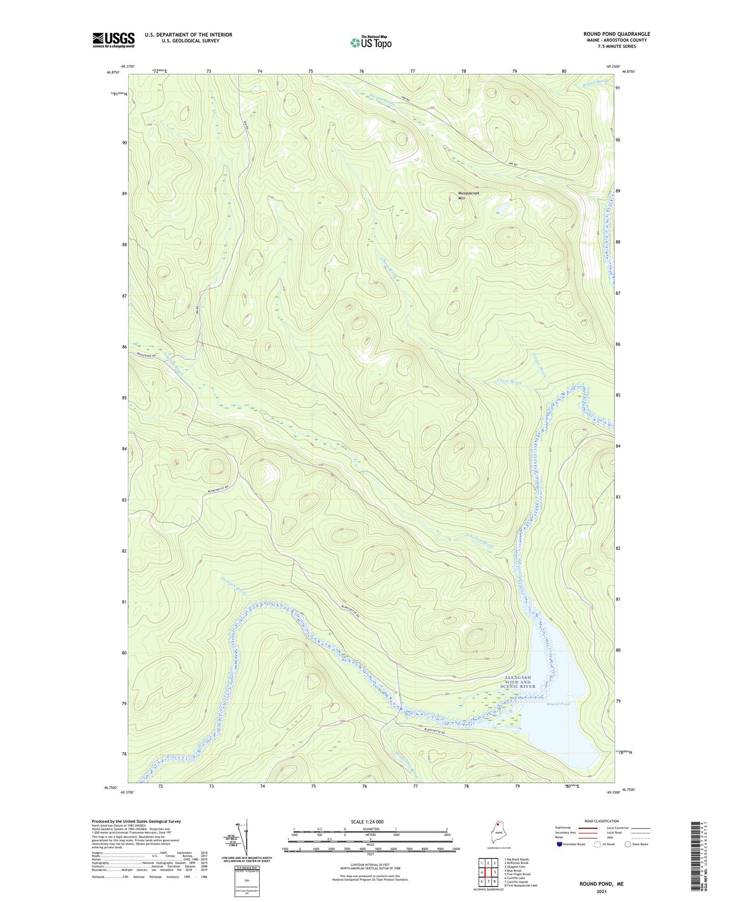 Round Pond Maine US Topo Map Image