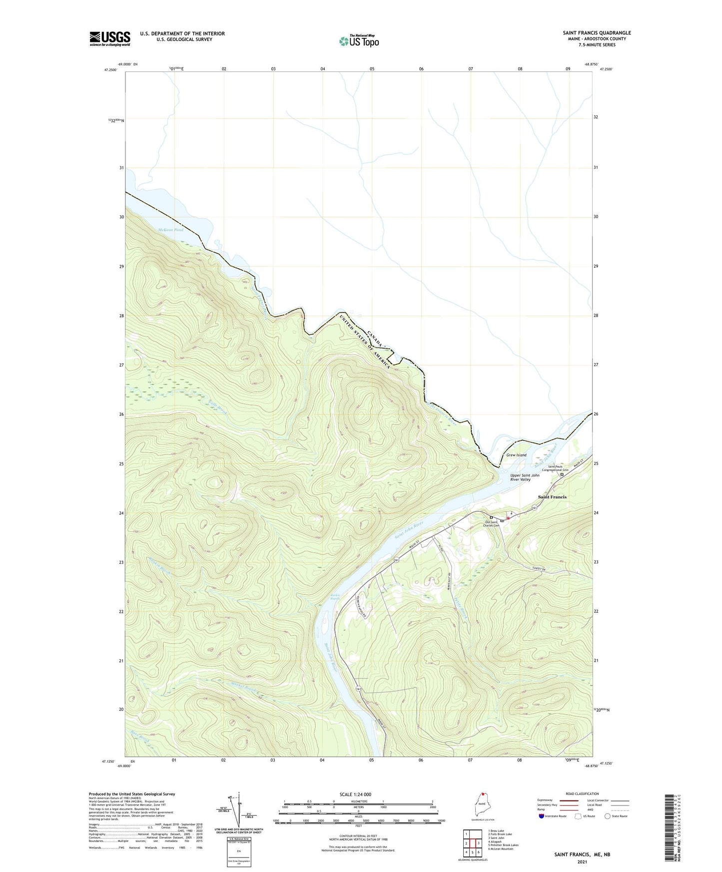 Saint Francis Maine US Topo Map Image