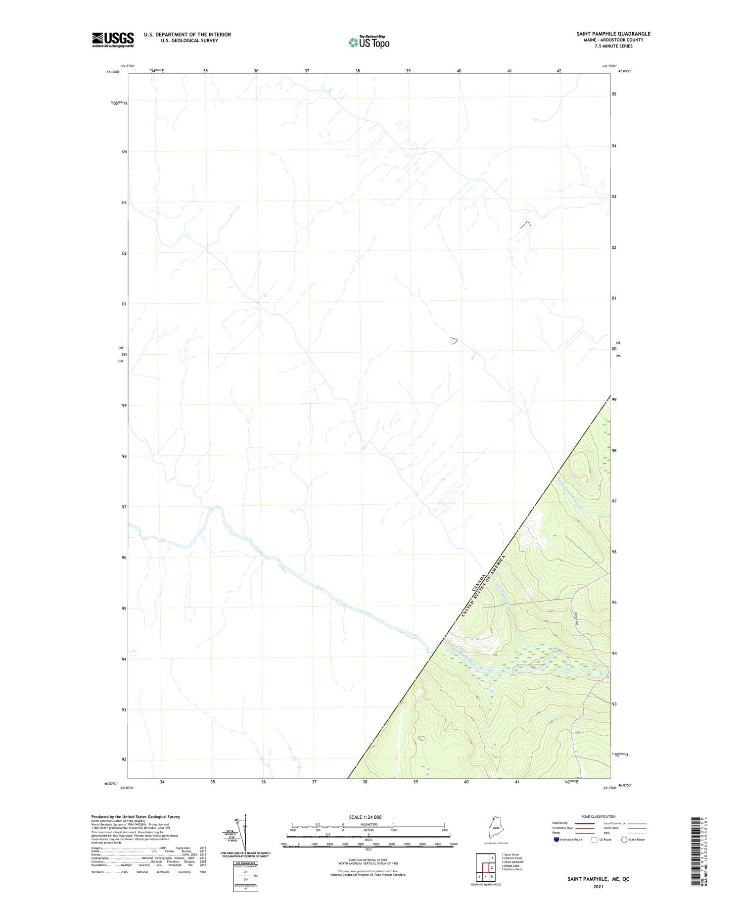 Saint Pamphile Maine US Topo Map Image