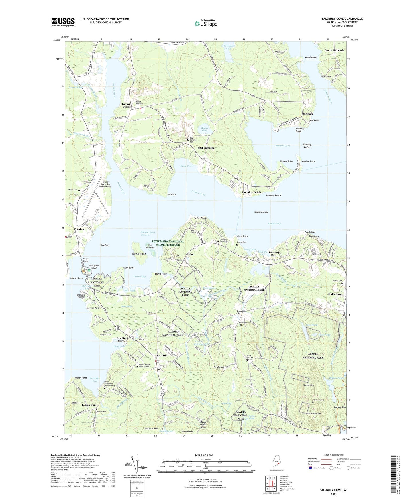 Salsbury Cove Maine US Topo Map Image