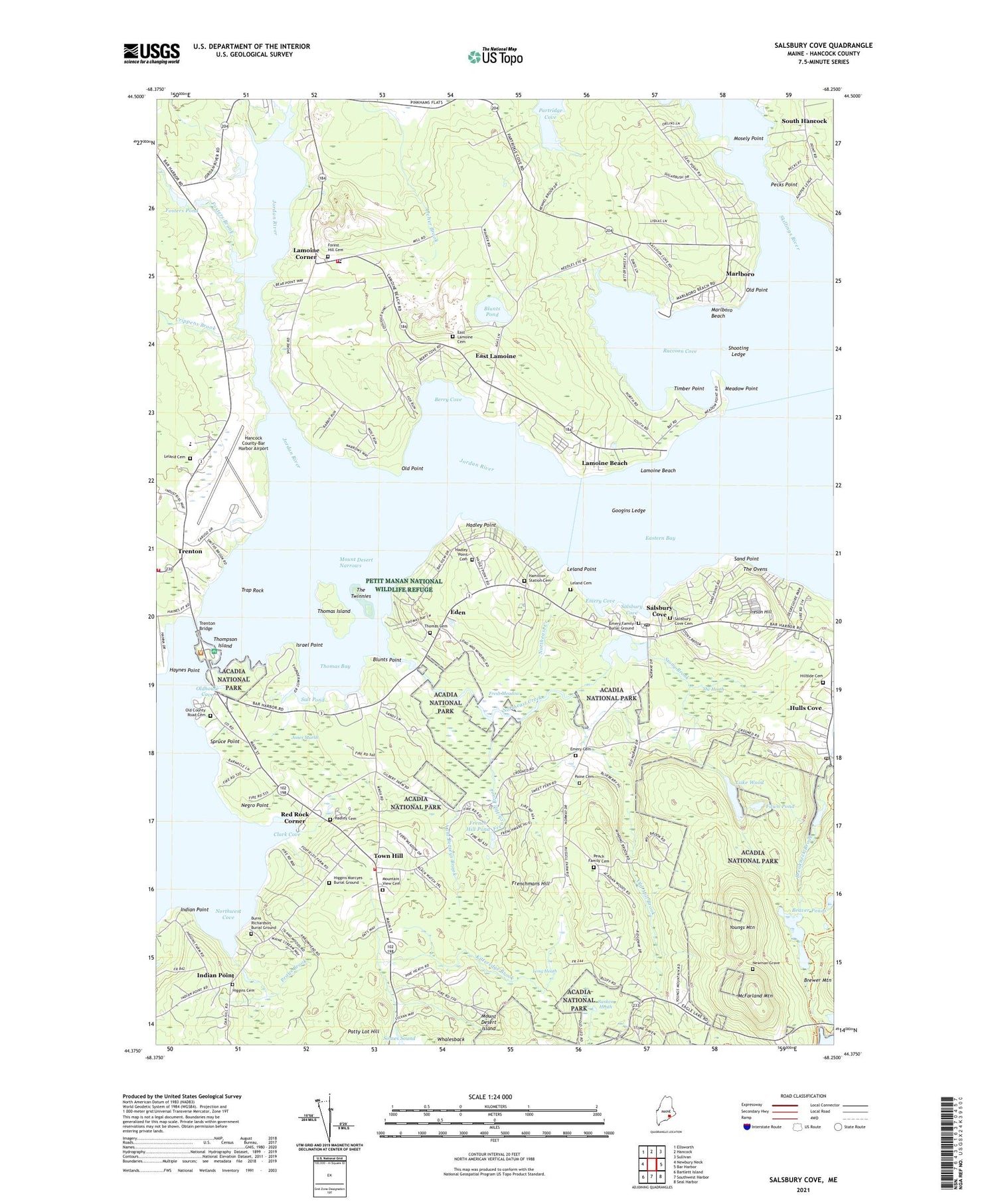 Salsbury Cove Maine US Topo Map Image