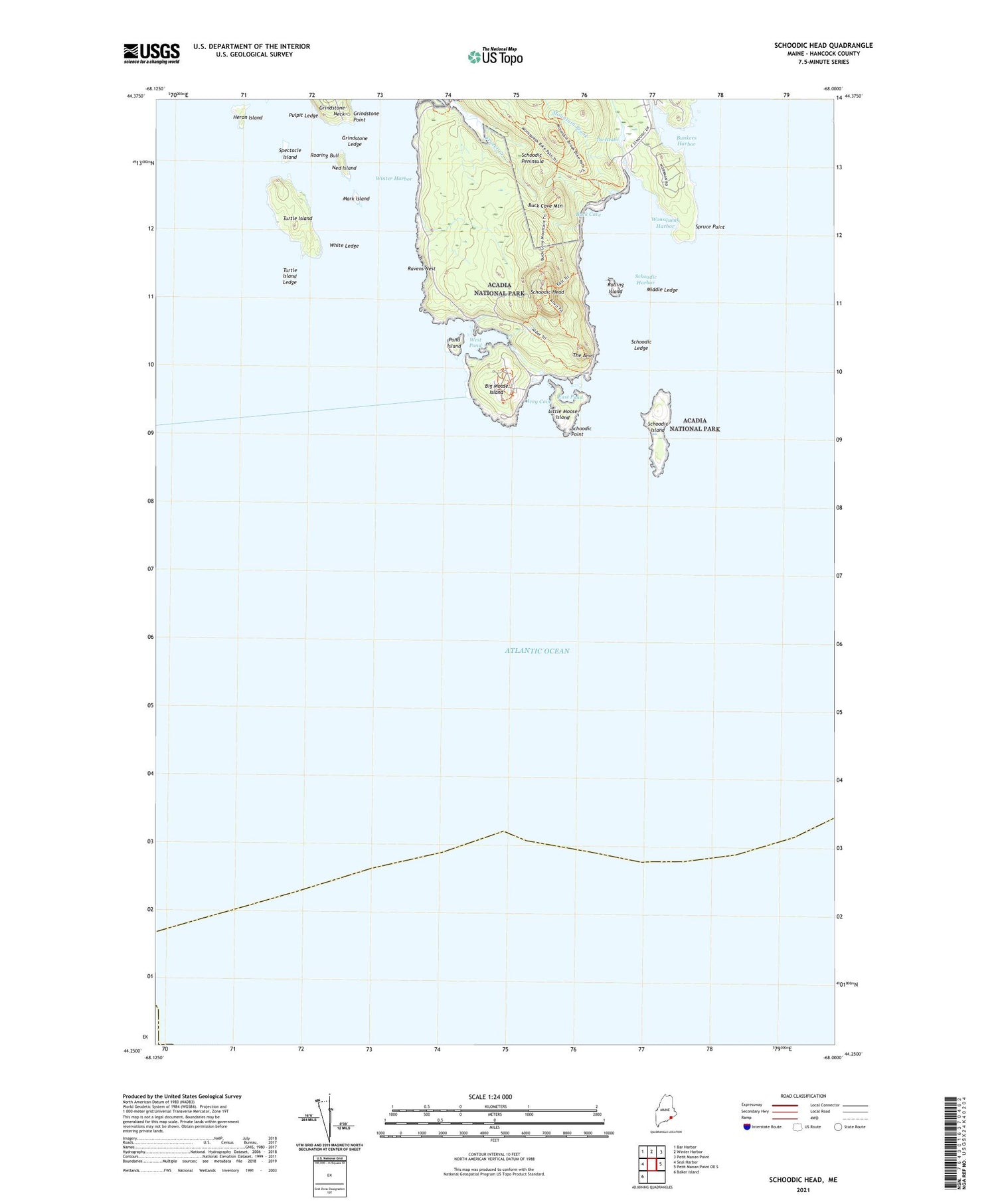 Schoodic Head Maine US Topo Map Image