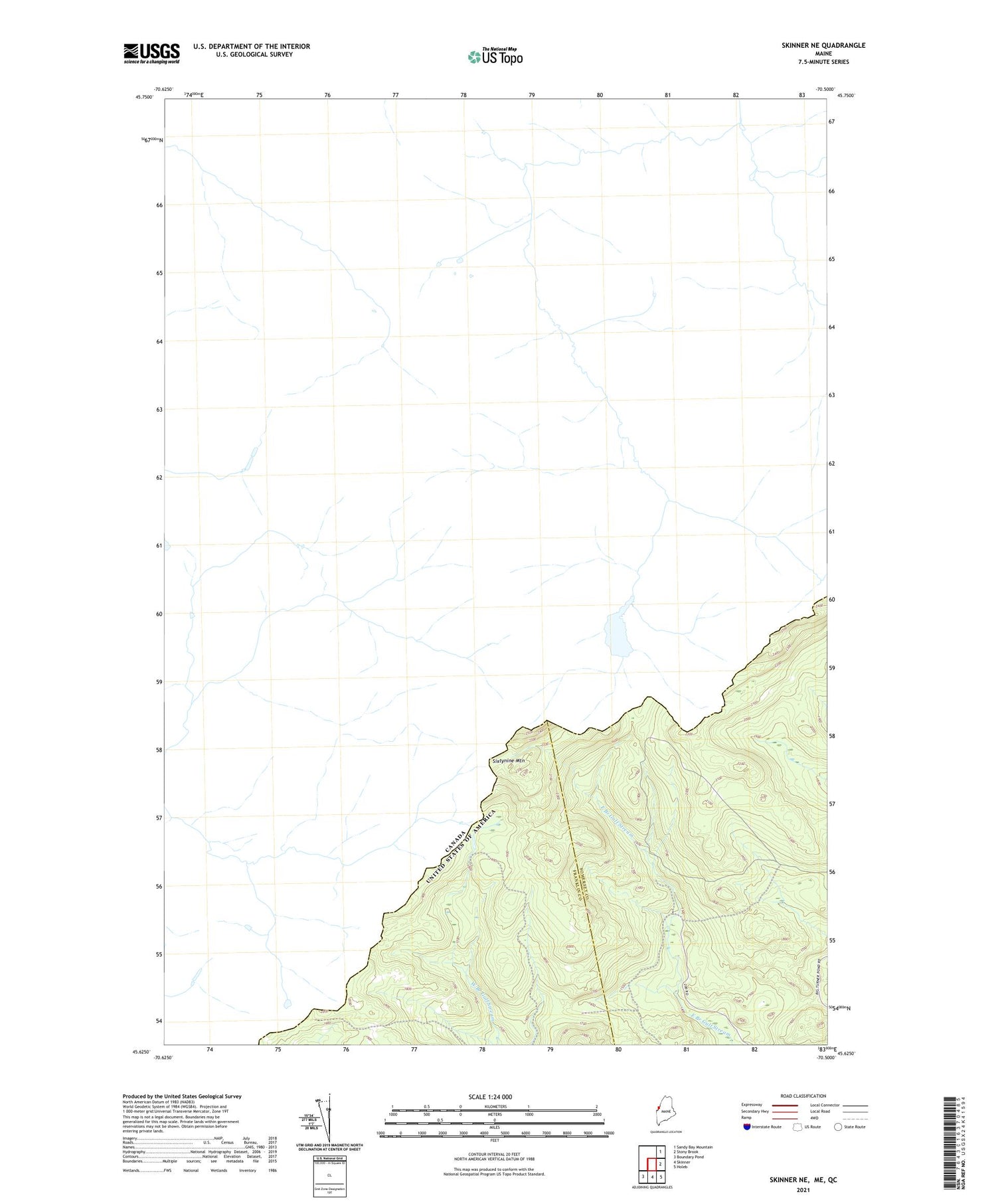 Skinner NE Maine US Topo Map Image