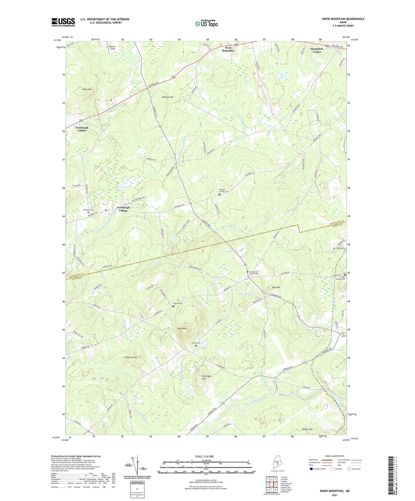 Snow Mountain Maine US Topo Map Image