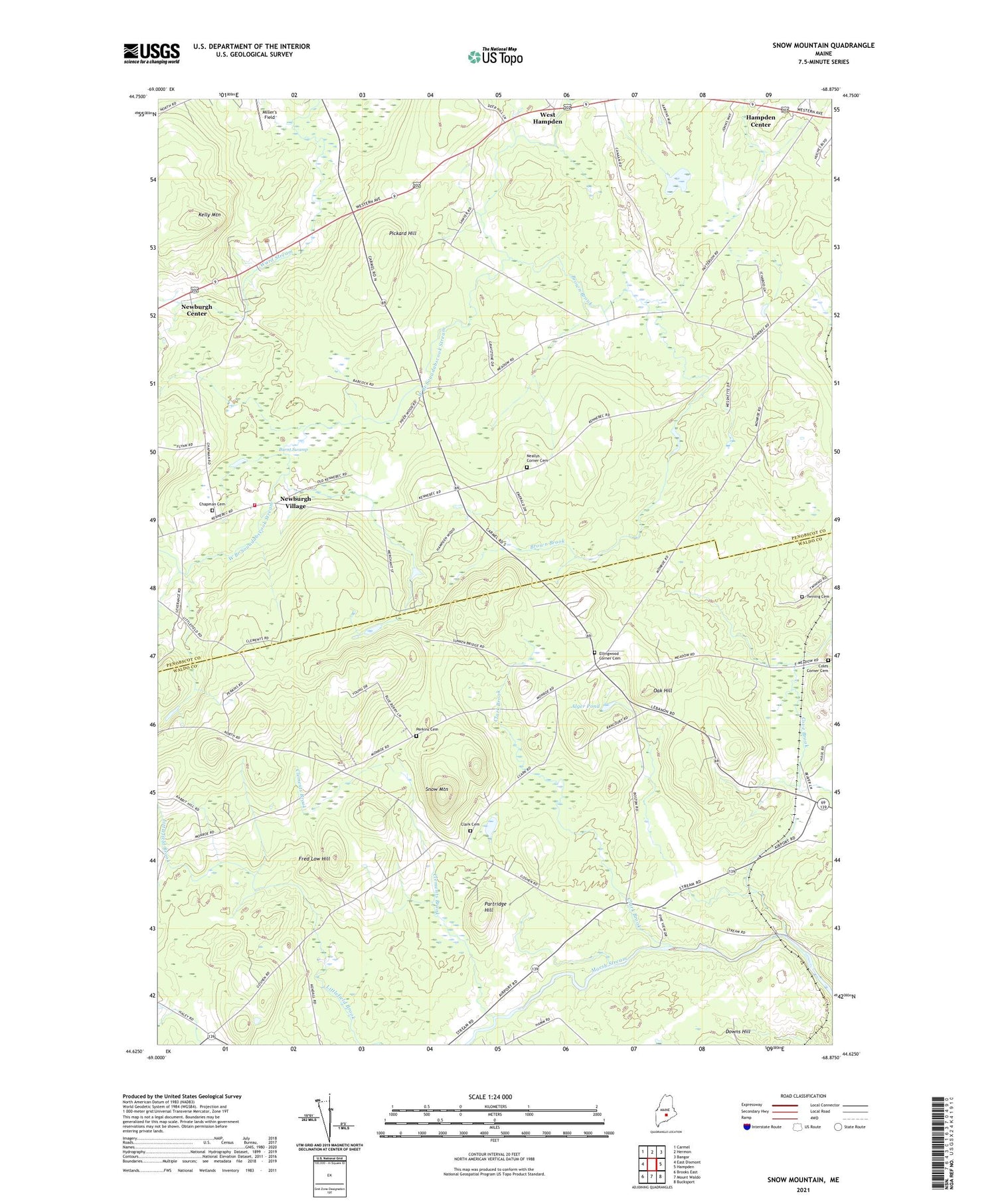 Snow Mountain Maine US Topo Map Image